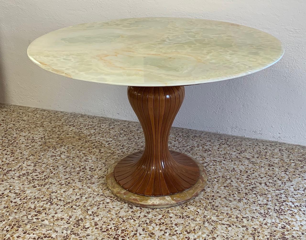Italian Osvaldo Borsani Pedestal Table with Marble Top, 1950s