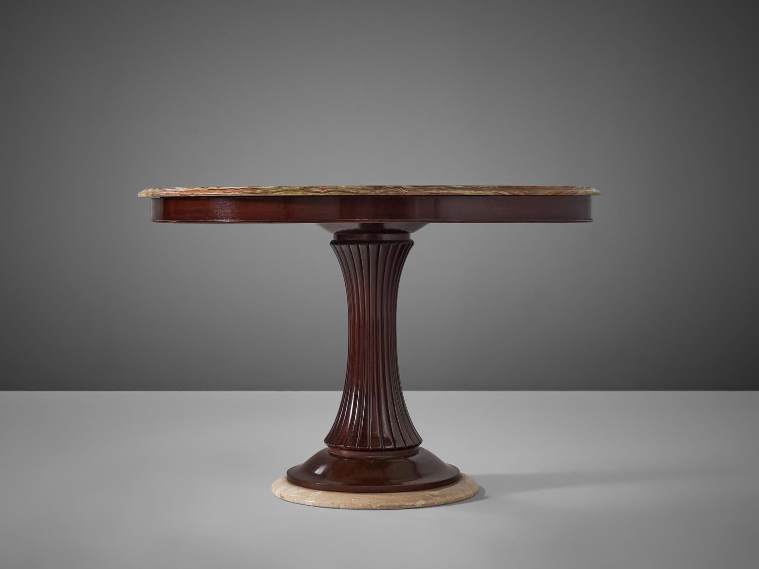 Mid-Century Modern Osvaldo Borsani Pedestal Table with Onyx Top