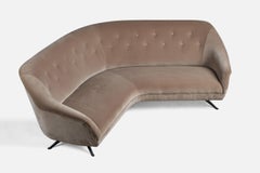Osvaldo Borsani, Raro sofá curvo, terciopelo, metal, Italia, años 50