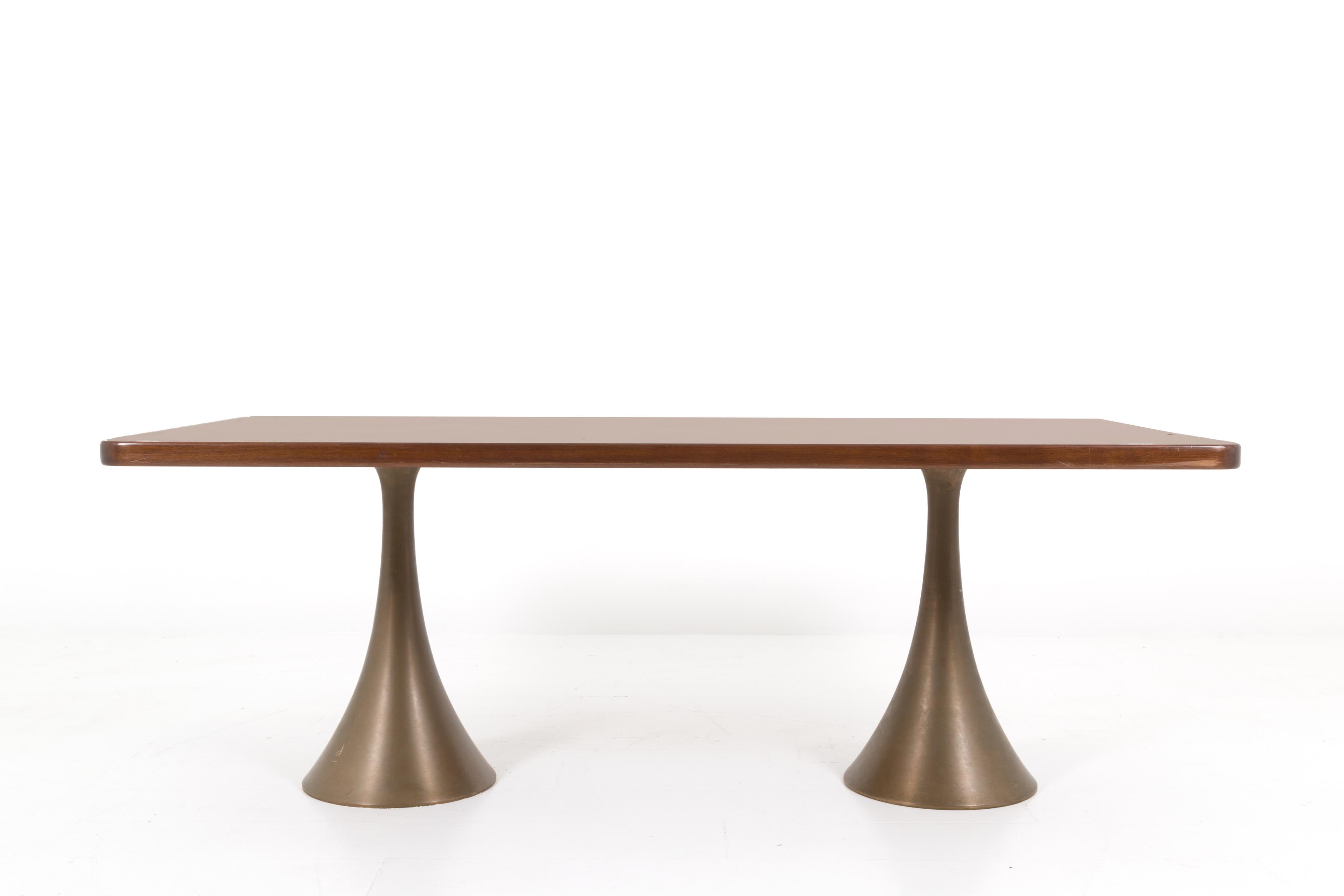 Mid-Century Modern Osvaldo Borsani Rare Italian Table in Bronze, 1971 For Sale