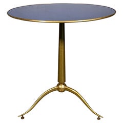 Osvaldo Borsani Rare of Blue Glass and Brass Side Table