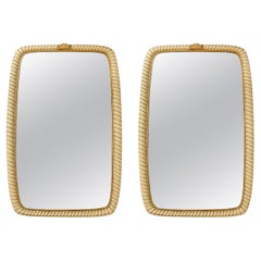 Osvaldo Borsani Rare Pair of Large Ivory Painted and Gilded Wood Mirrors, 1940s