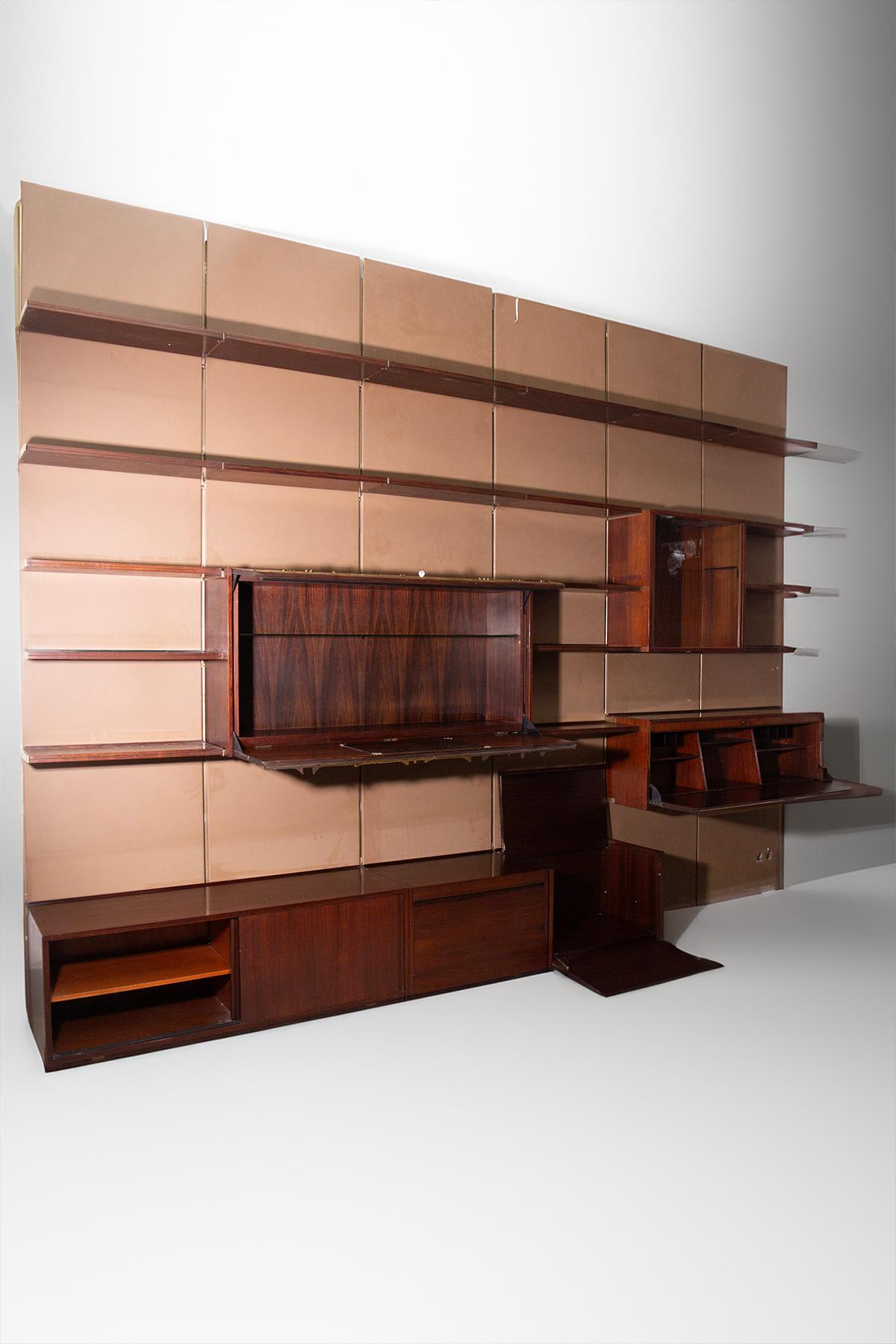 Mid-Century moderno Osvaldo Borsani Rare Wall Bookcase with Pomodoro Artwork in vendita