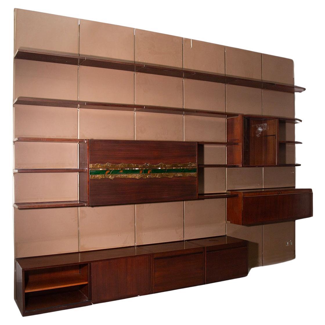 Osvaldo Borsani Rare Wall Bookcase with Pomodoro Artwork