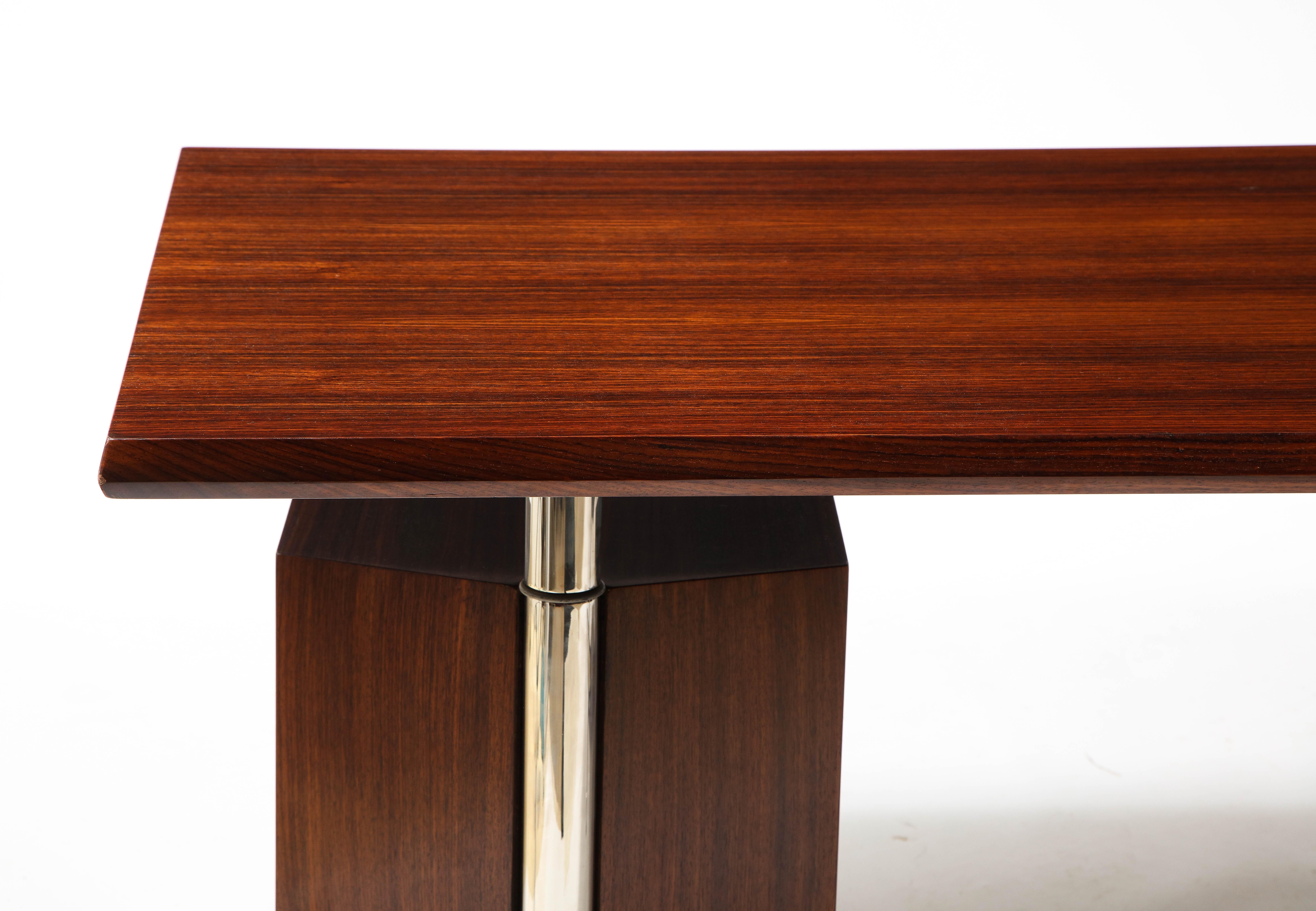 Osvaldo Borsani Rosewood and Aluminum Desk for Tecno SPA, Italy 1960's 1