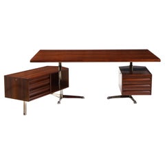Osvaldo Borsani Rosewood and Aluminum Desk for Tecno SPA, Italy 1960's