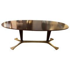 Osvaldo Borsani Rosewood Oval Brass Feet Dining Table
