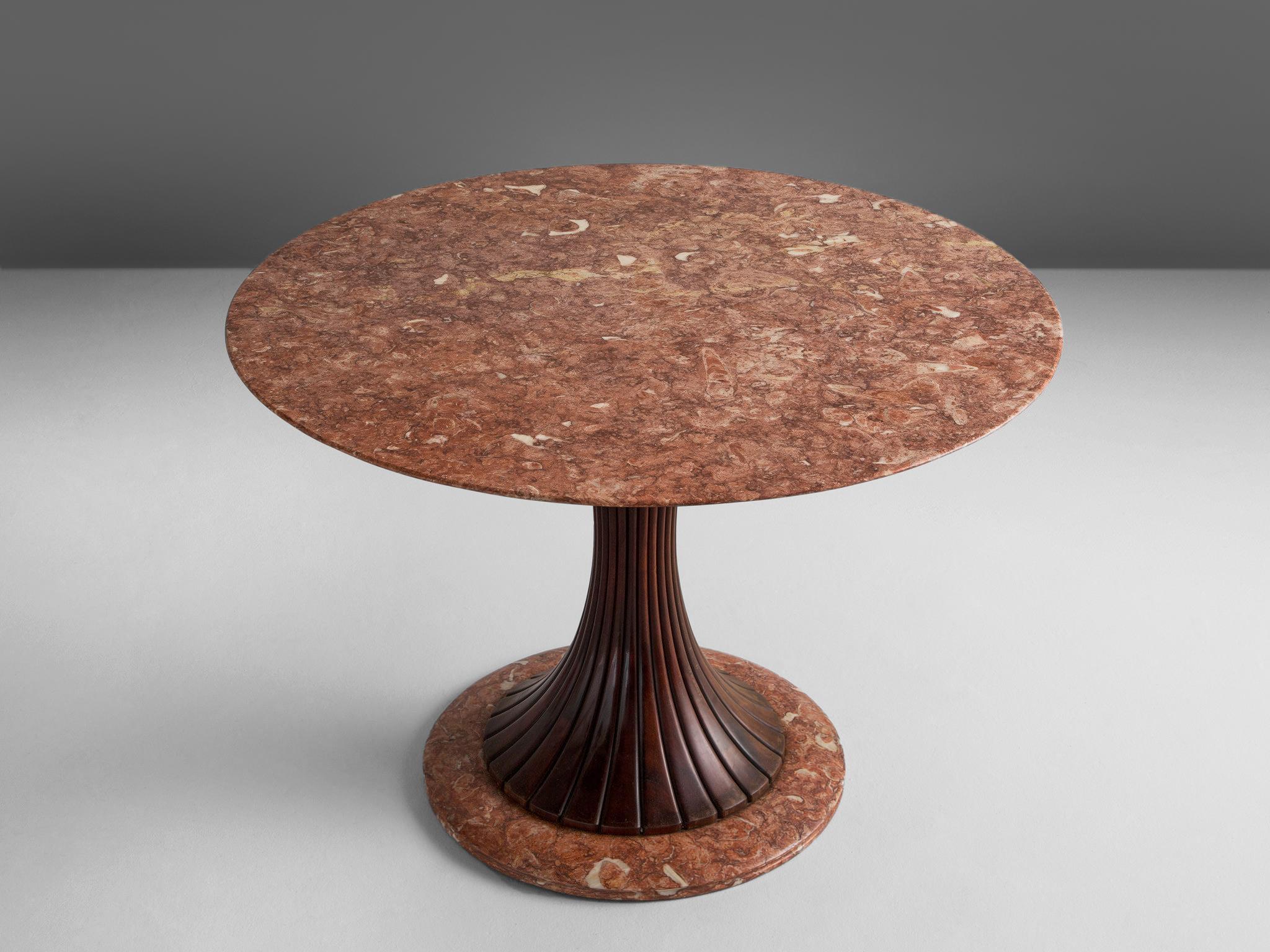 Italian Osvaldo Borsani Round Marble Dining Table