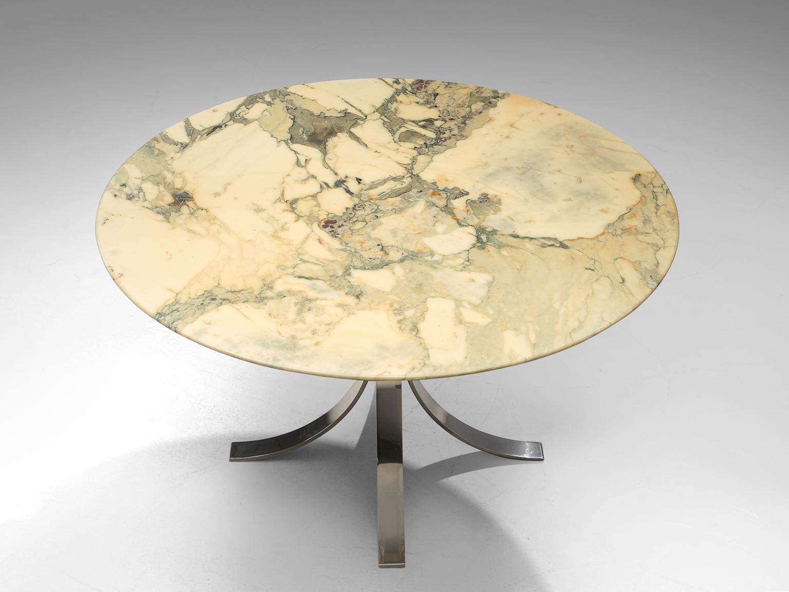 Mid-Century Modern Osvaldo Borsani Round Marble Table 'T69' with Metal Base