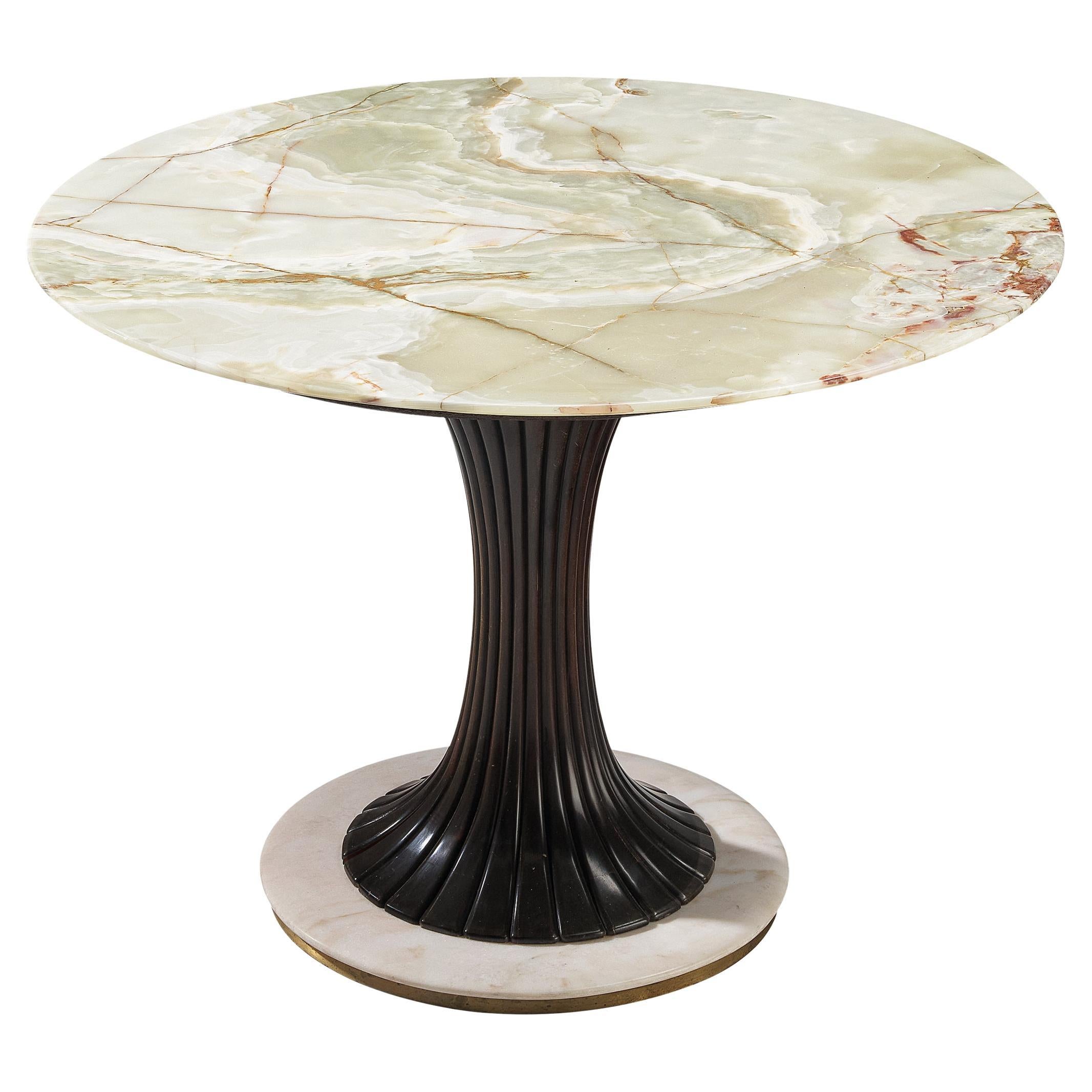 Osvaldo Borsani Round Pedestal Table in Onyx