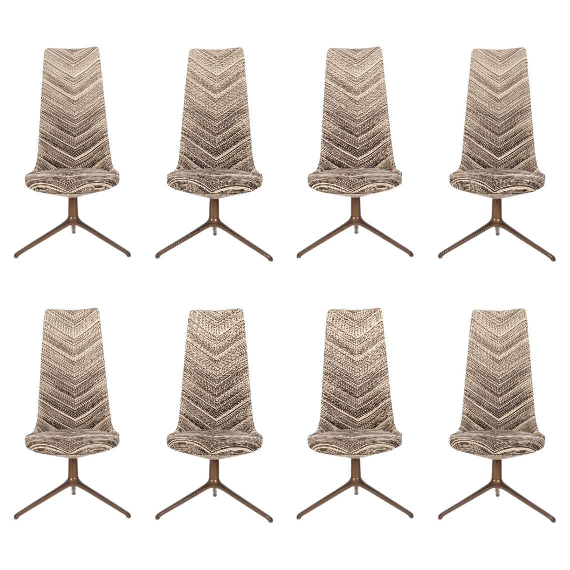 Osvaldo Borsani Set of Eight Unique High Back Dining Chairs for Tecno, 1971