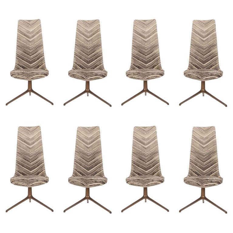 Osvaldo Borsani Set of Eight Unique High Back Dining Chairs for Tecno, 1971 For Sale