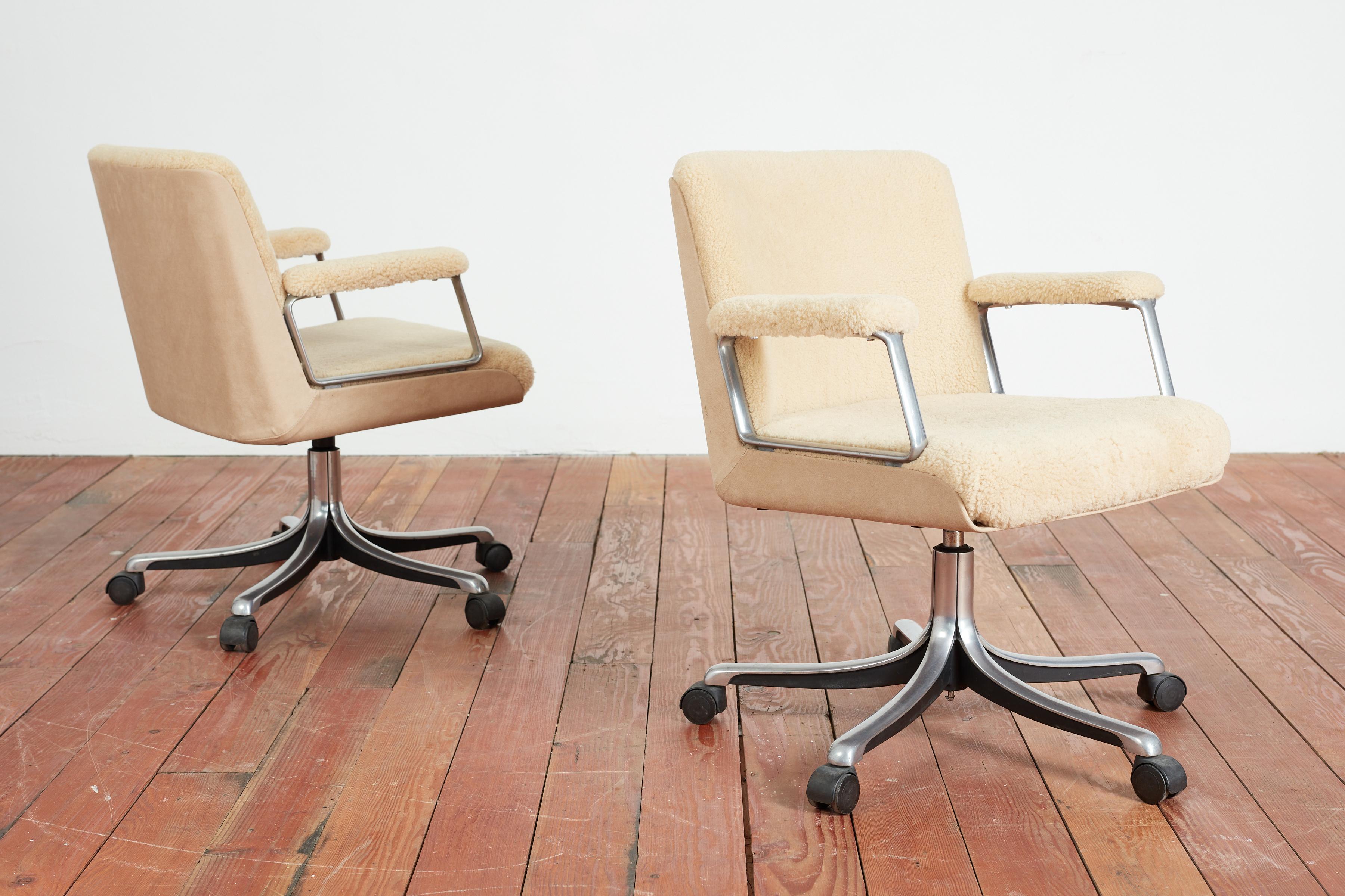 Italian Osvaldo Borsani Shearling Office Chair