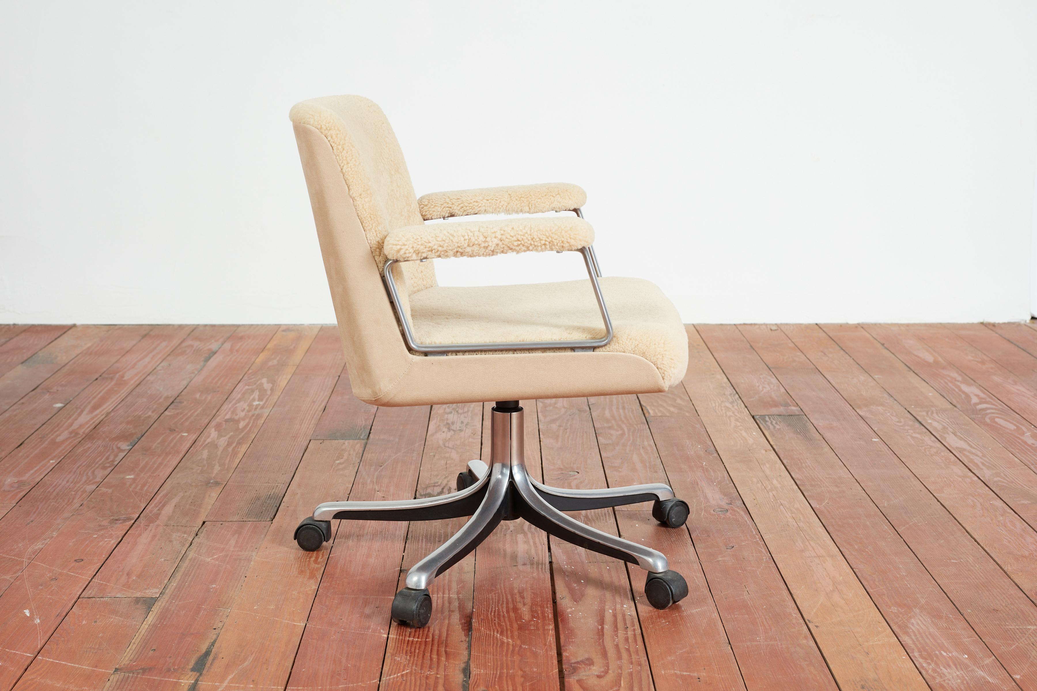 Steel Osvaldo Borsani Shearling Office Chair