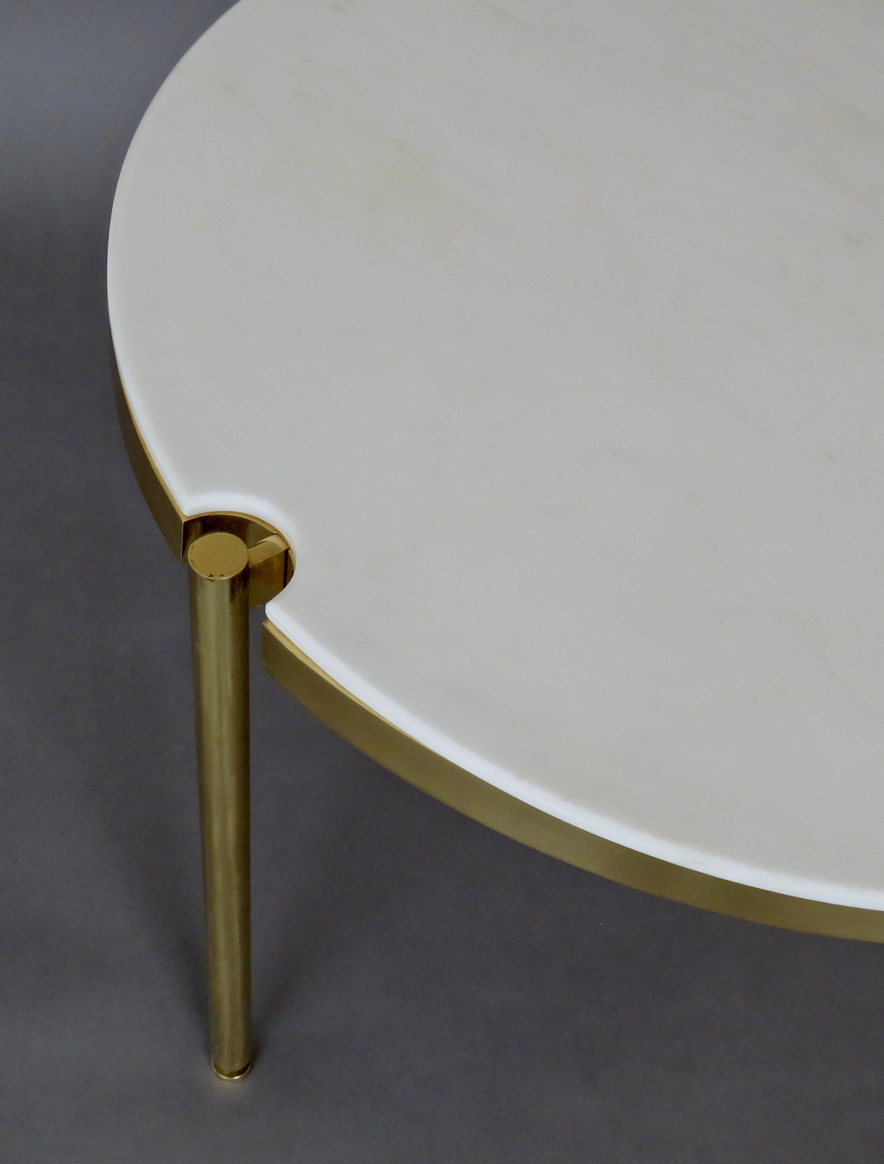 Osvaldo Borsani for Tecno Side or Small Coffee Table Brass and Carrara Marble  3