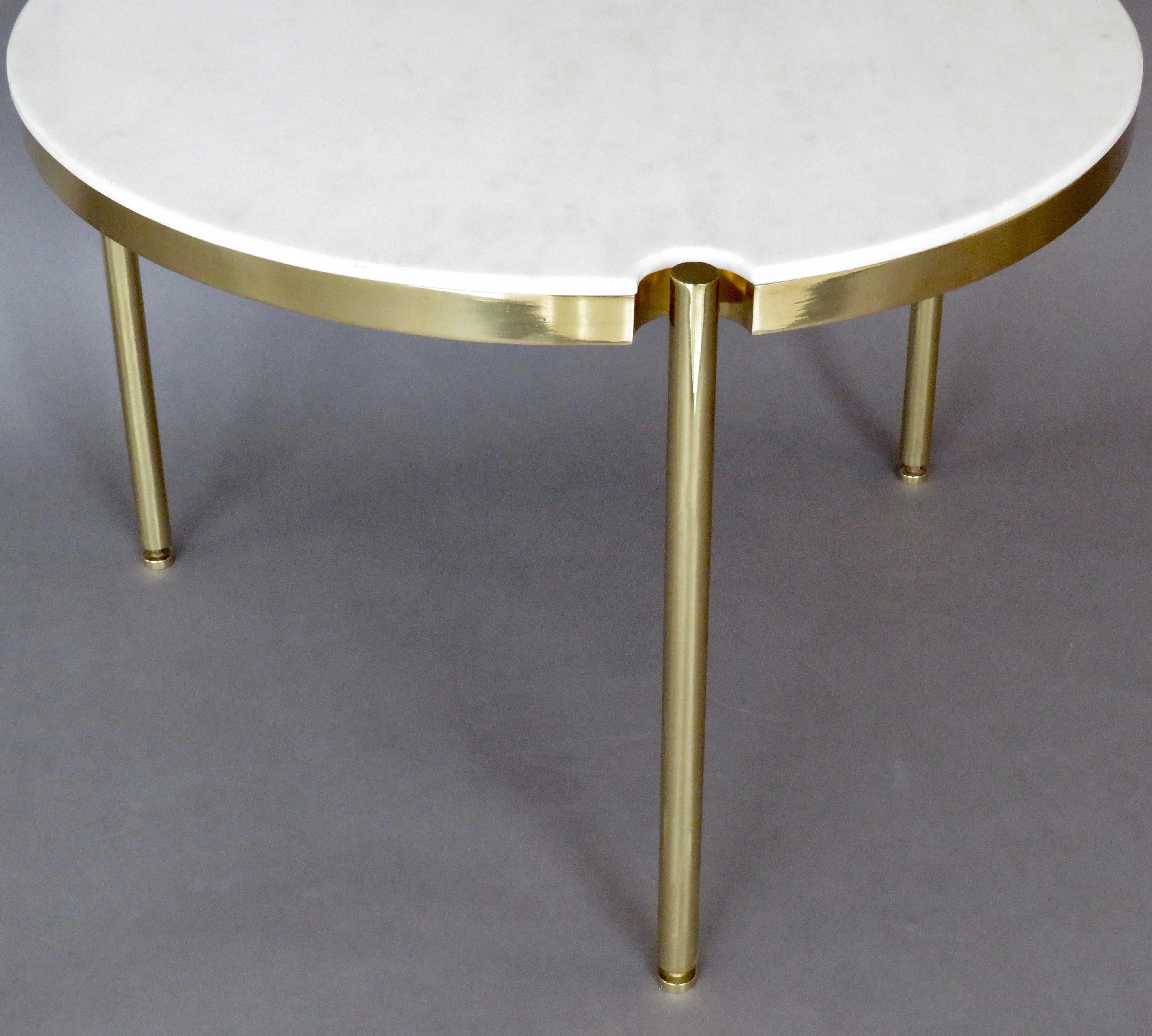 Osvaldo Borsani for Tecno Side or Small Coffee Table Brass and Carrara Marble  4