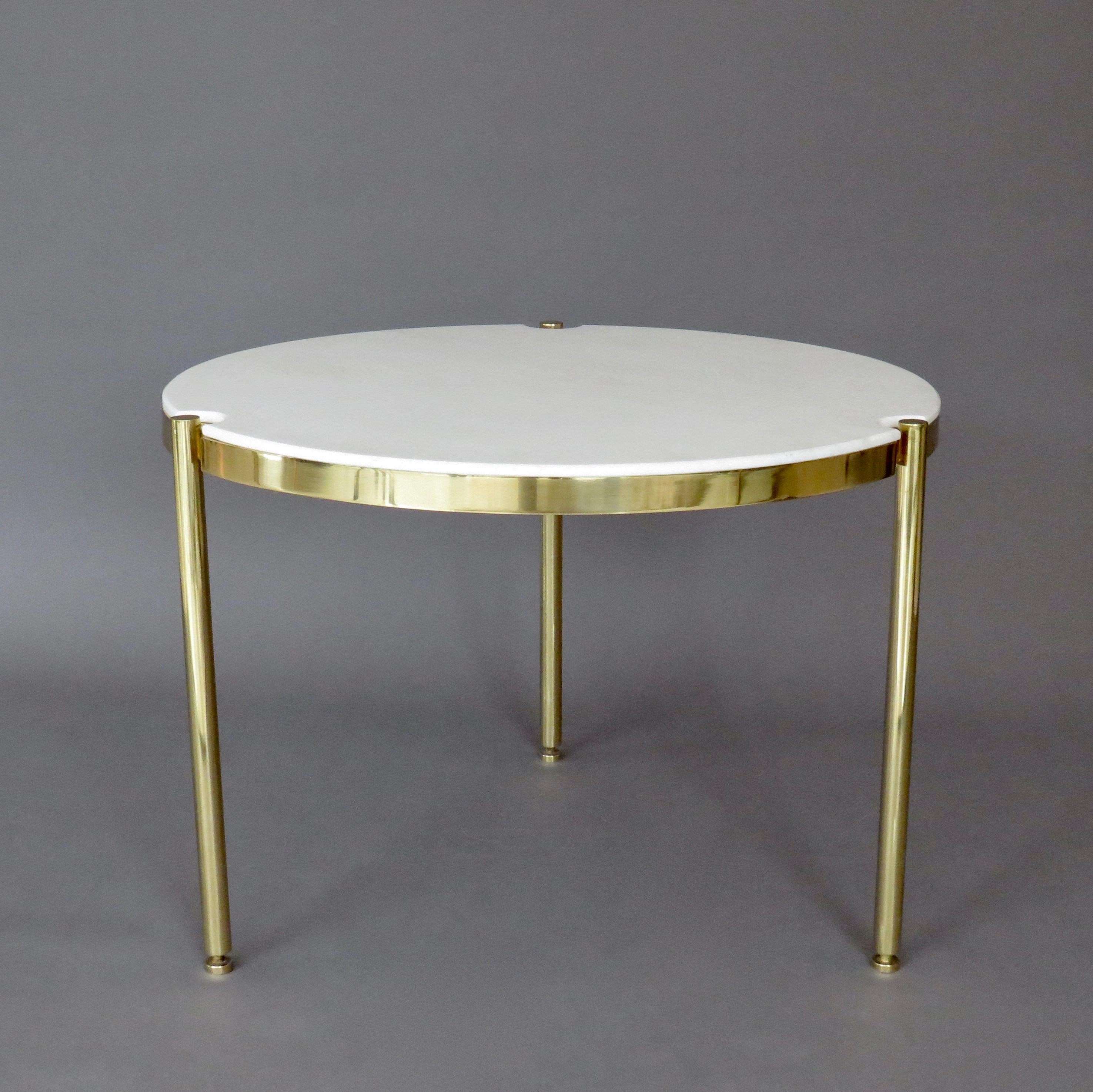 Mid-Century Modern Osvaldo Borsani for Tecno Side or Small Coffee Table Brass and Carrara Marble 