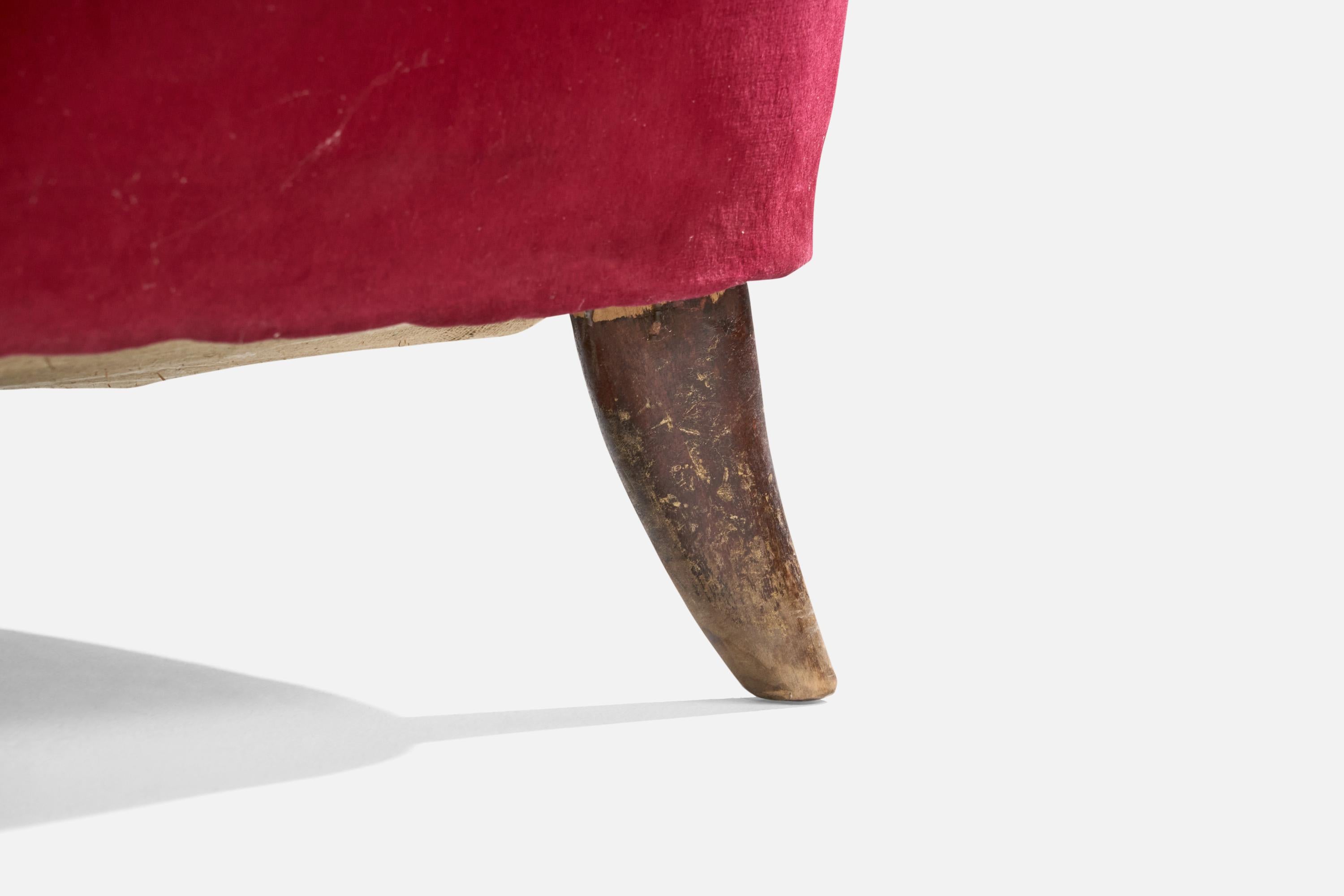 Metà XX secolo Osvaldo Borsani, Divano, Legno, Velluto, Italia, anni '40 in vendita