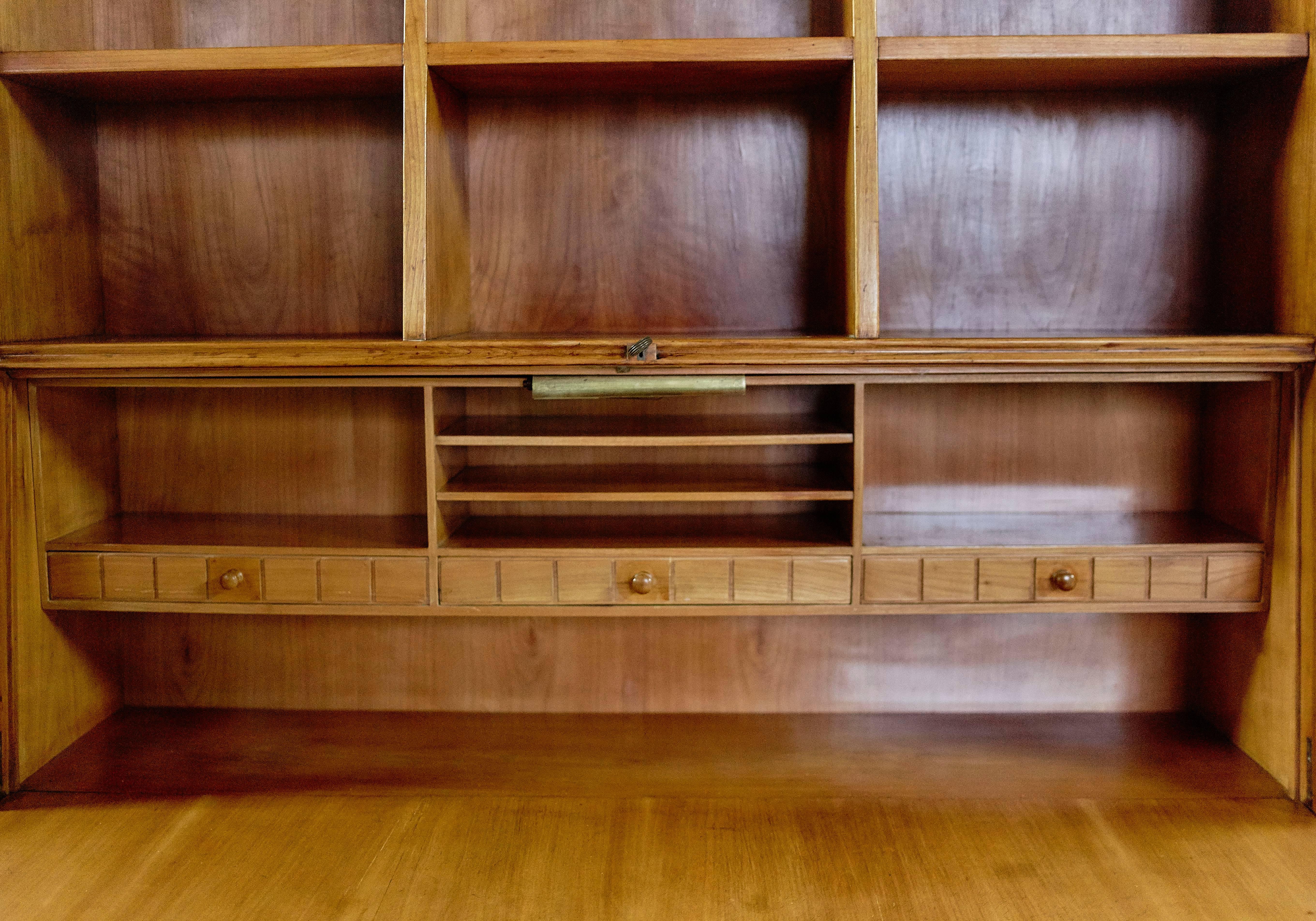 Mid-20th Century Osvaldo Borsani Solid Cherrywood Secretaire, circa 1945 For Sale