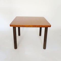 Osvaldo Borsani Square Dining Table with Burlwood Top and Carved Wooden legs