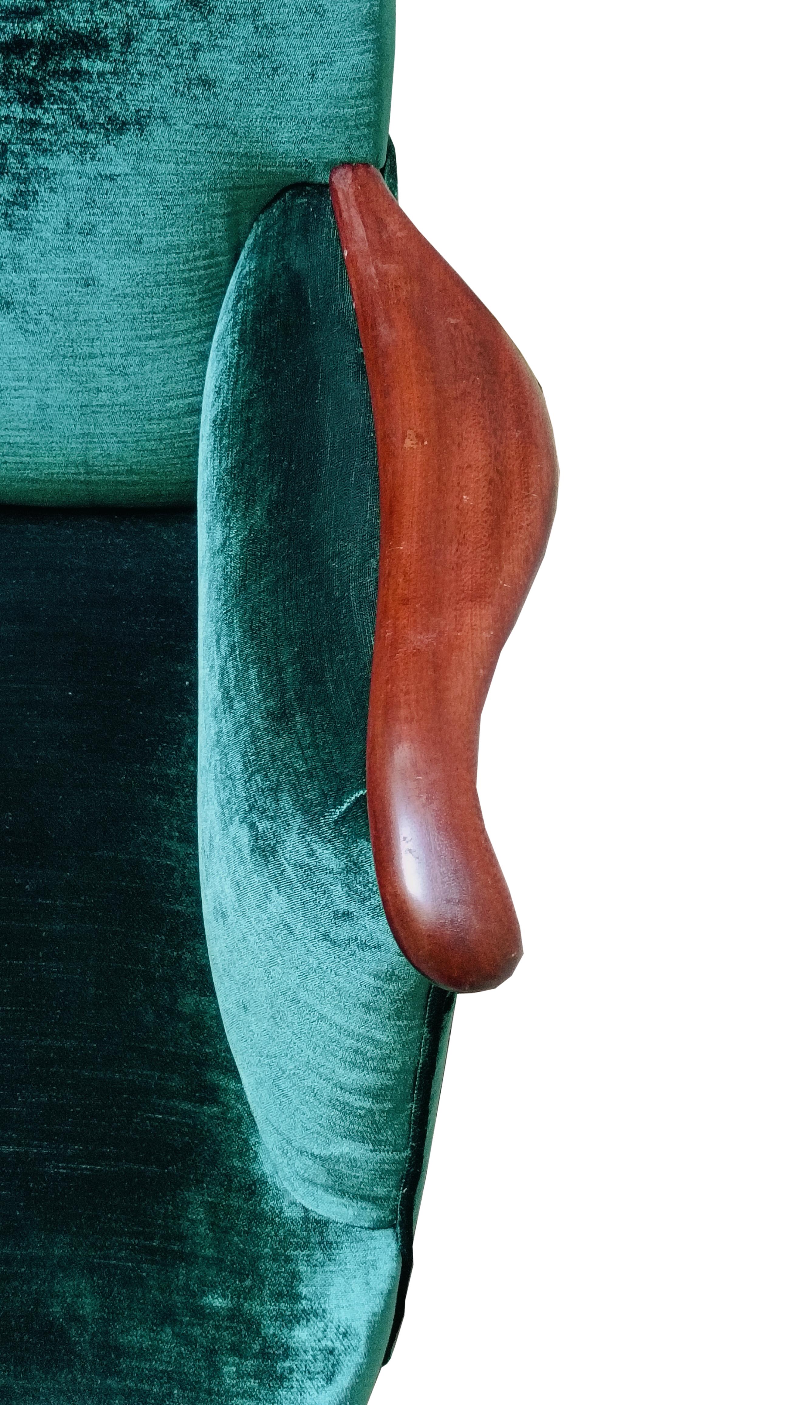 Fauteuil élégant en bois de style Osvaldo Borsani et  Tissu vert, Italie 1960 en vente 2