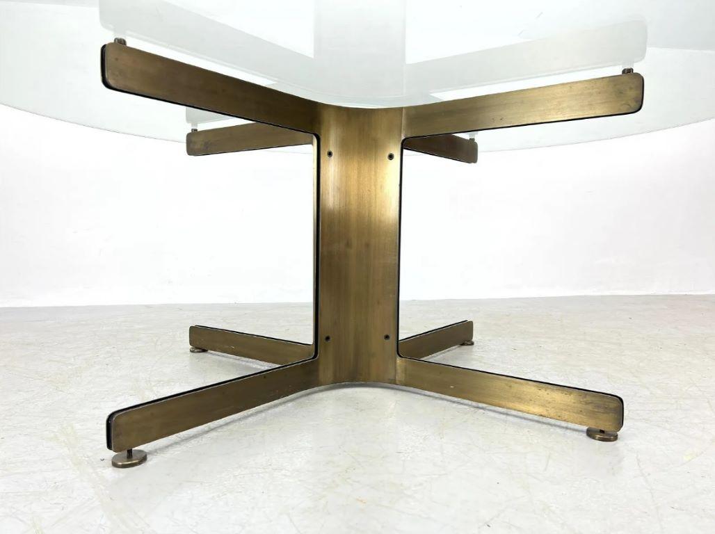 Mid-Century Modern Osvaldo Borsani Style Italian Bronze Pedestal Dining Table
