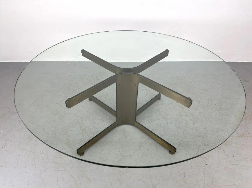 Osvaldo Borsani Style Italian Bronze Pedestal Dining Table 2