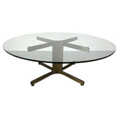 Osvaldo Borsani Style Italian Bronze Pedestal Dining Table