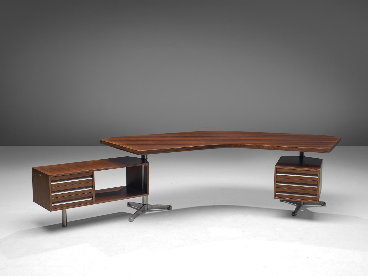 Mid-Century Modern Osvaldo Borsani 'T-96' Boomerang Desk in Rosewood