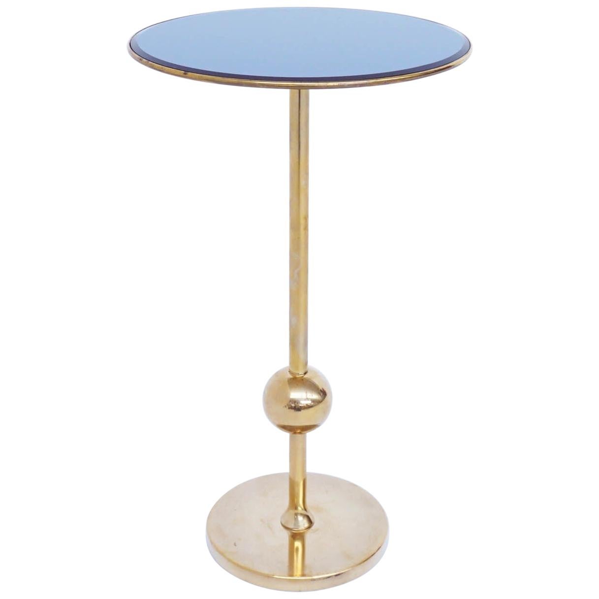 Osvaldo Borsani T1 Side Table in Brass and Blu Mirrored Glass, Italy, 1950