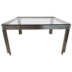 Osvaldo Borsani T113 Steel Glass Coffee or Cocktail Table, Tecno, Italy, 1970s