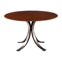 Osvaldo Borsani 'T69' Circular Dining Table, Walnut Top, Steel Base