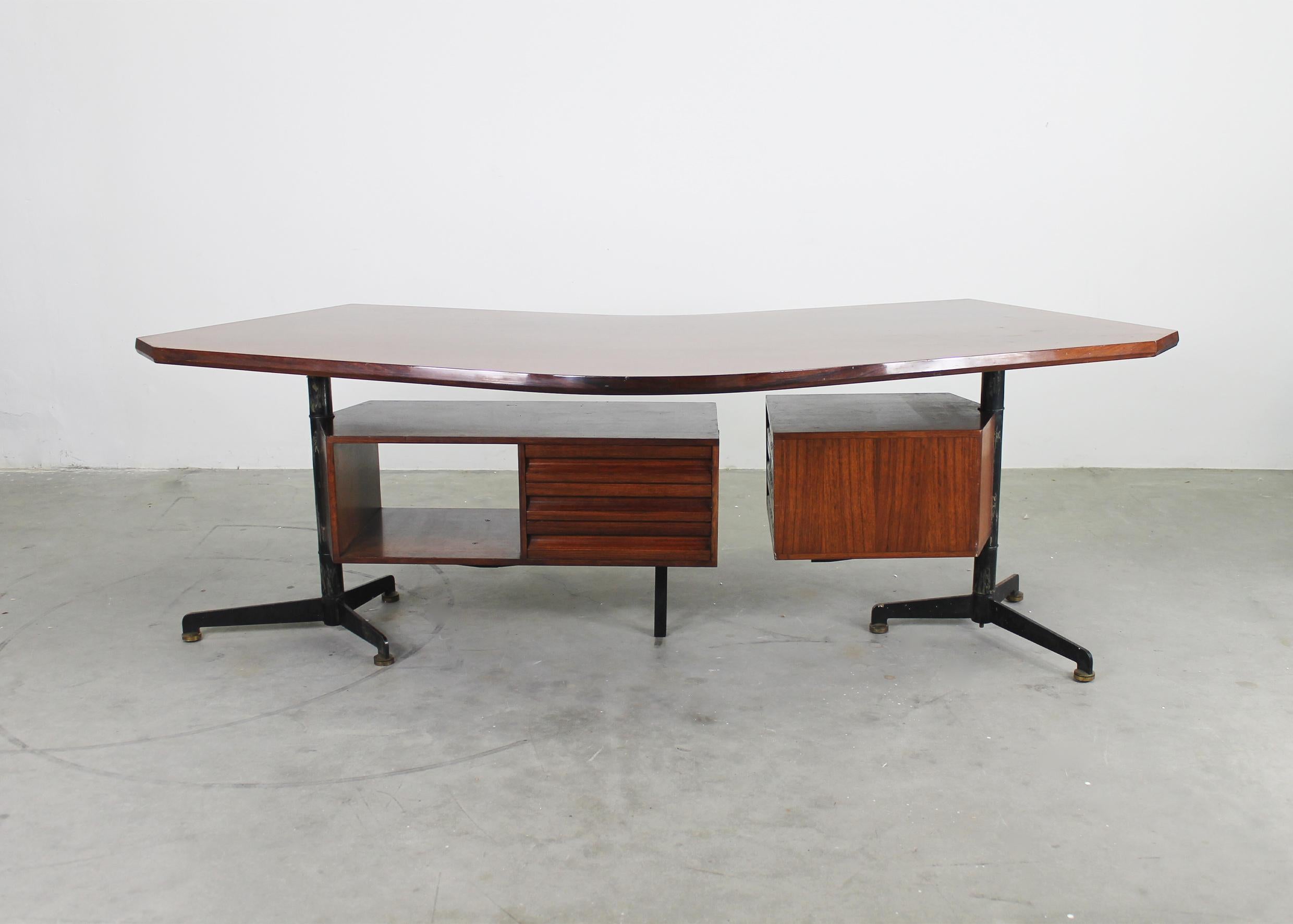 Mid-Century Modern Osvaldo Borsani T96 Boomerang Executive Desk by Tecno 1960s