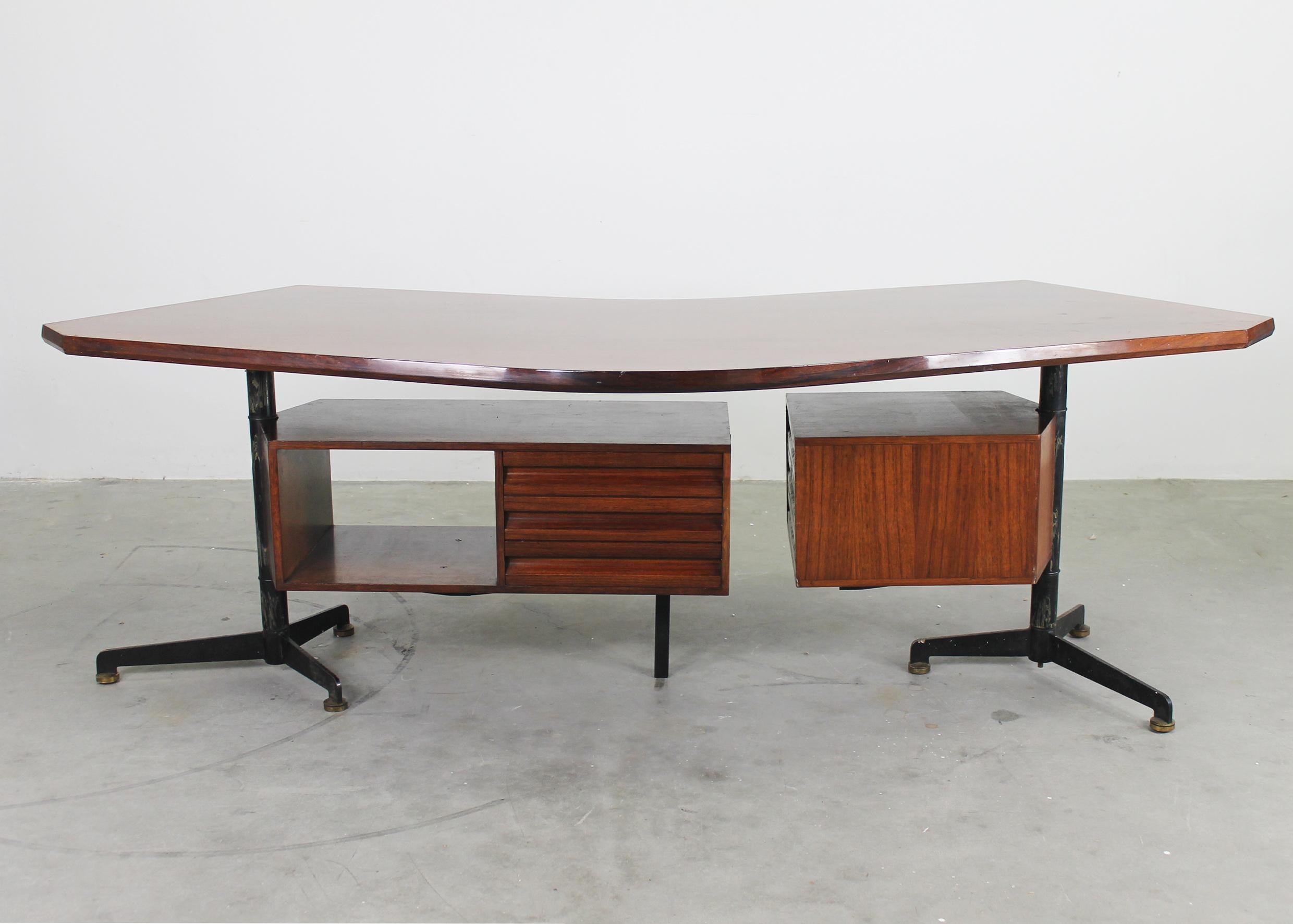 Italian Osvaldo Borsani T96 Boomerang Executive Desk by Tecno 1960s
