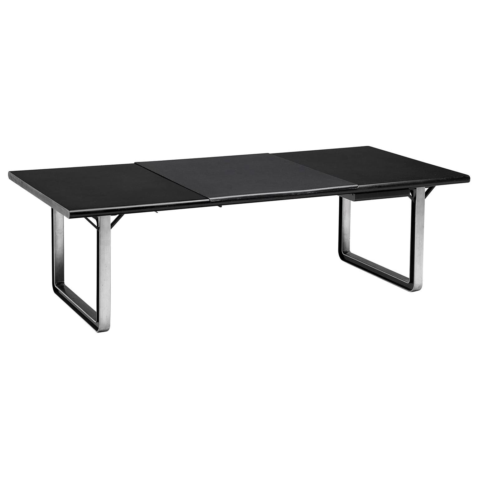 Osvaldo Borsani Table with Black Leather Inlay