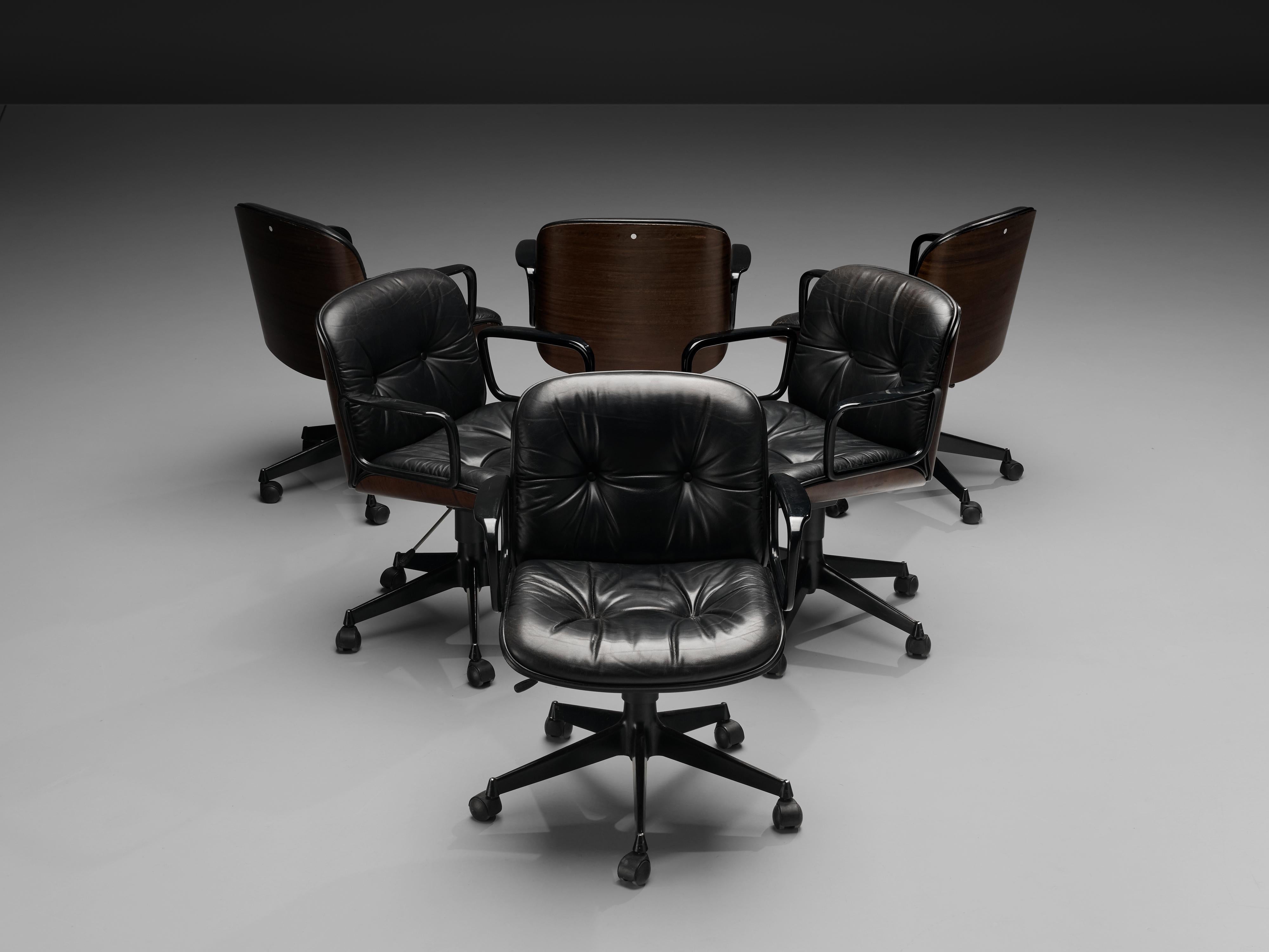Osvaldo Borsani Table with Set of Six Swivel Chairs by Ico Parisi 7