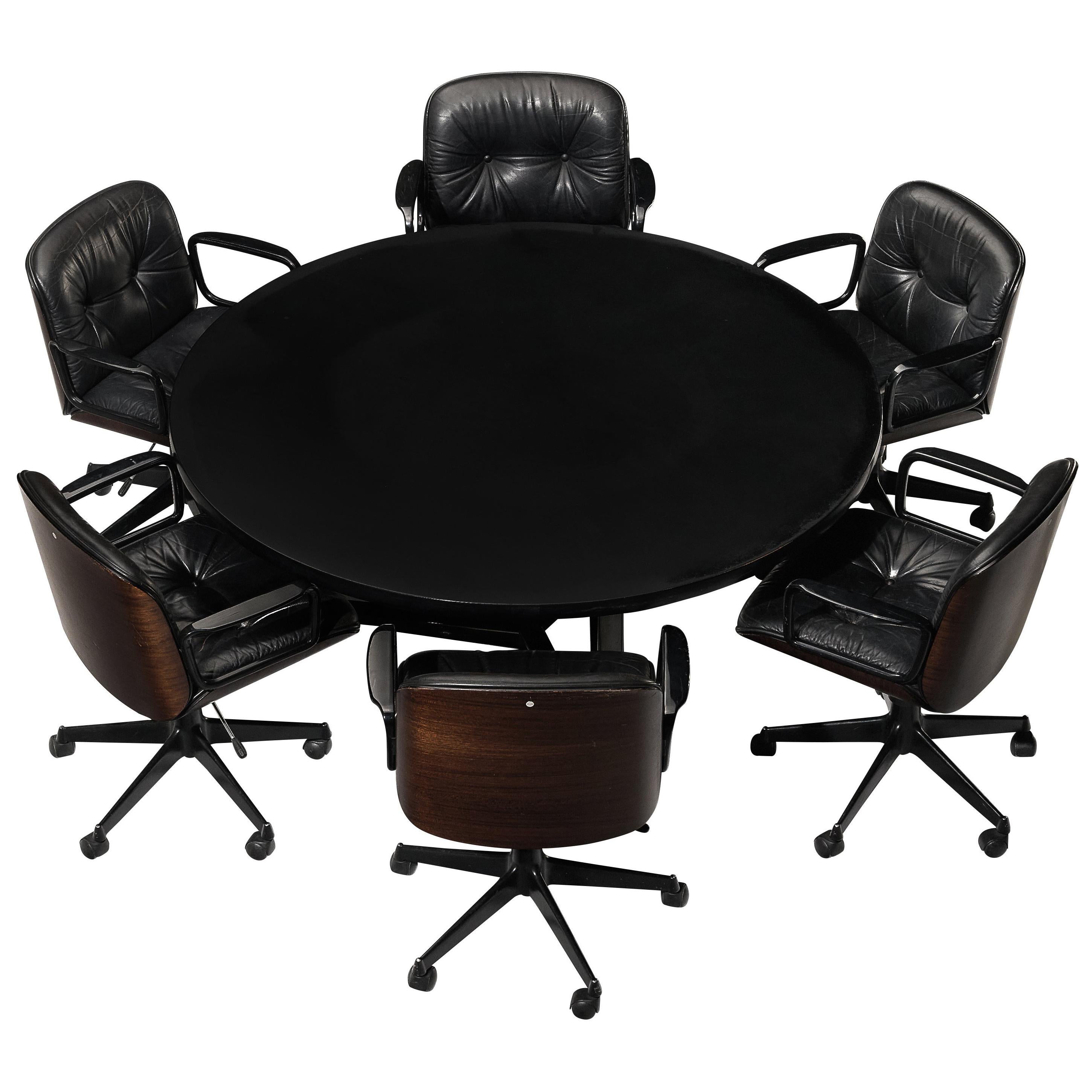Osvaldo Borsani Table with Set of Six Swivel Chairs by Ico Parisi