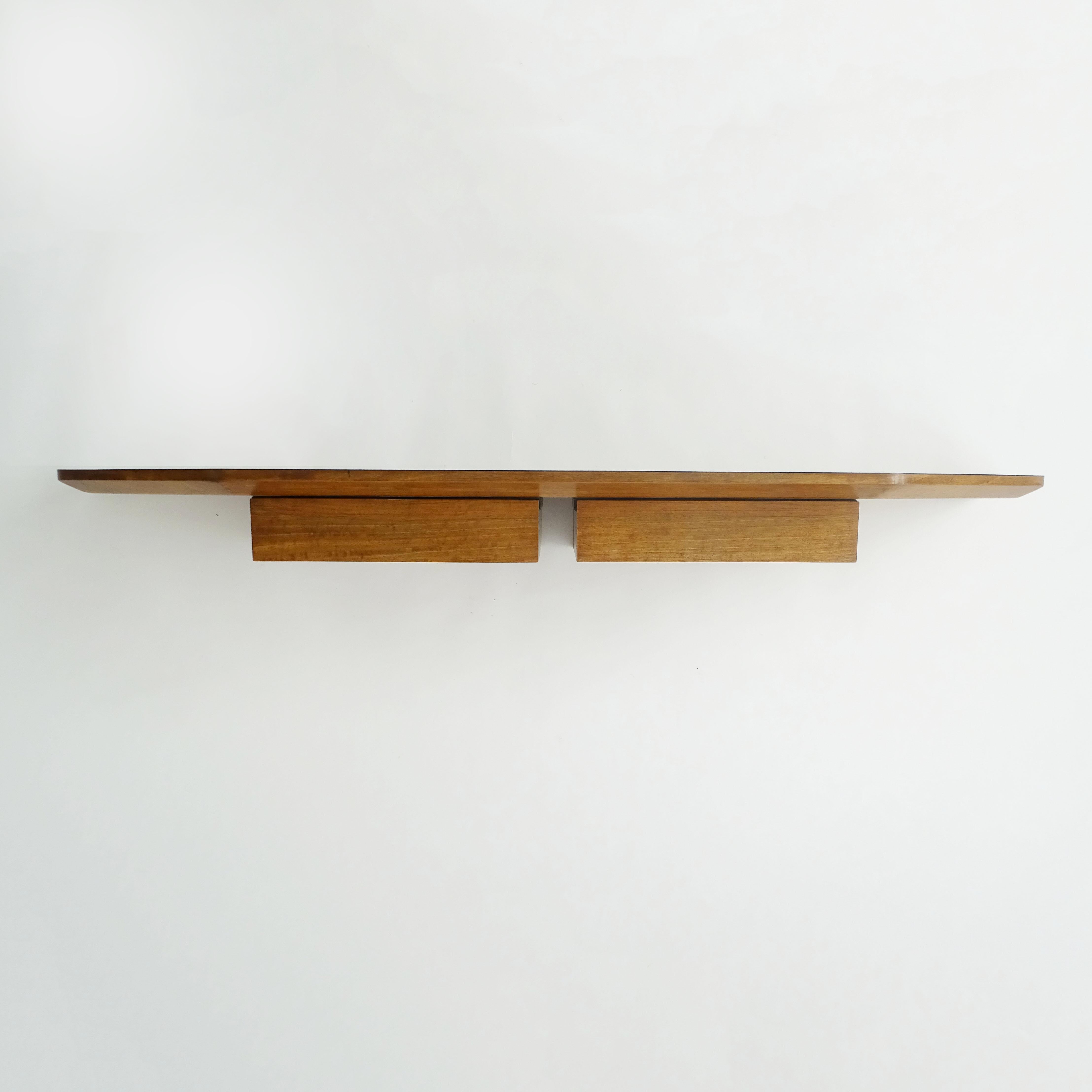 Mid-Century Modern Osvaldo Borsani wall console in wood and formica top, Italy 1950s For Sale