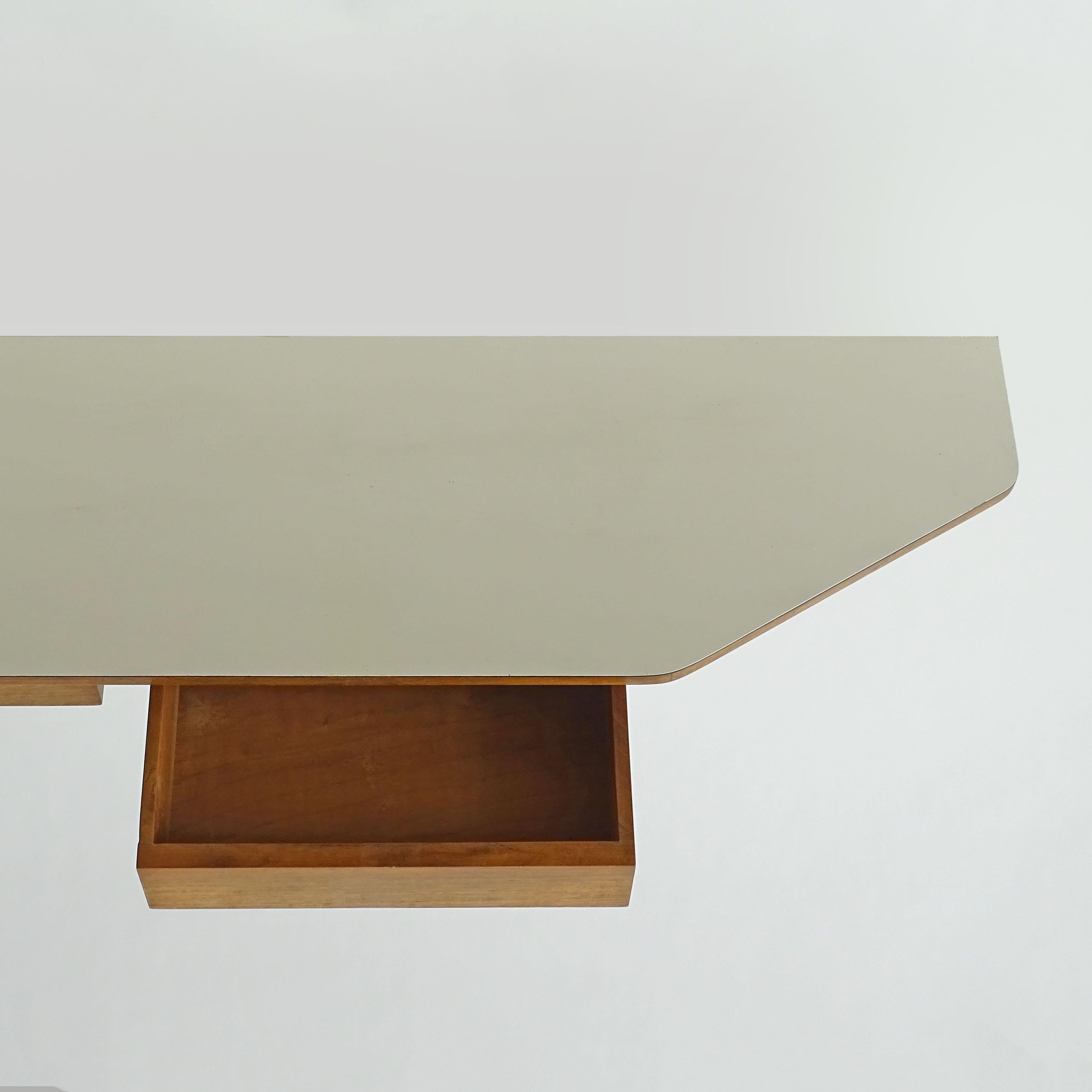 Italian Osvaldo Borsani wall console in wood and formica top, Italy 1950s For Sale