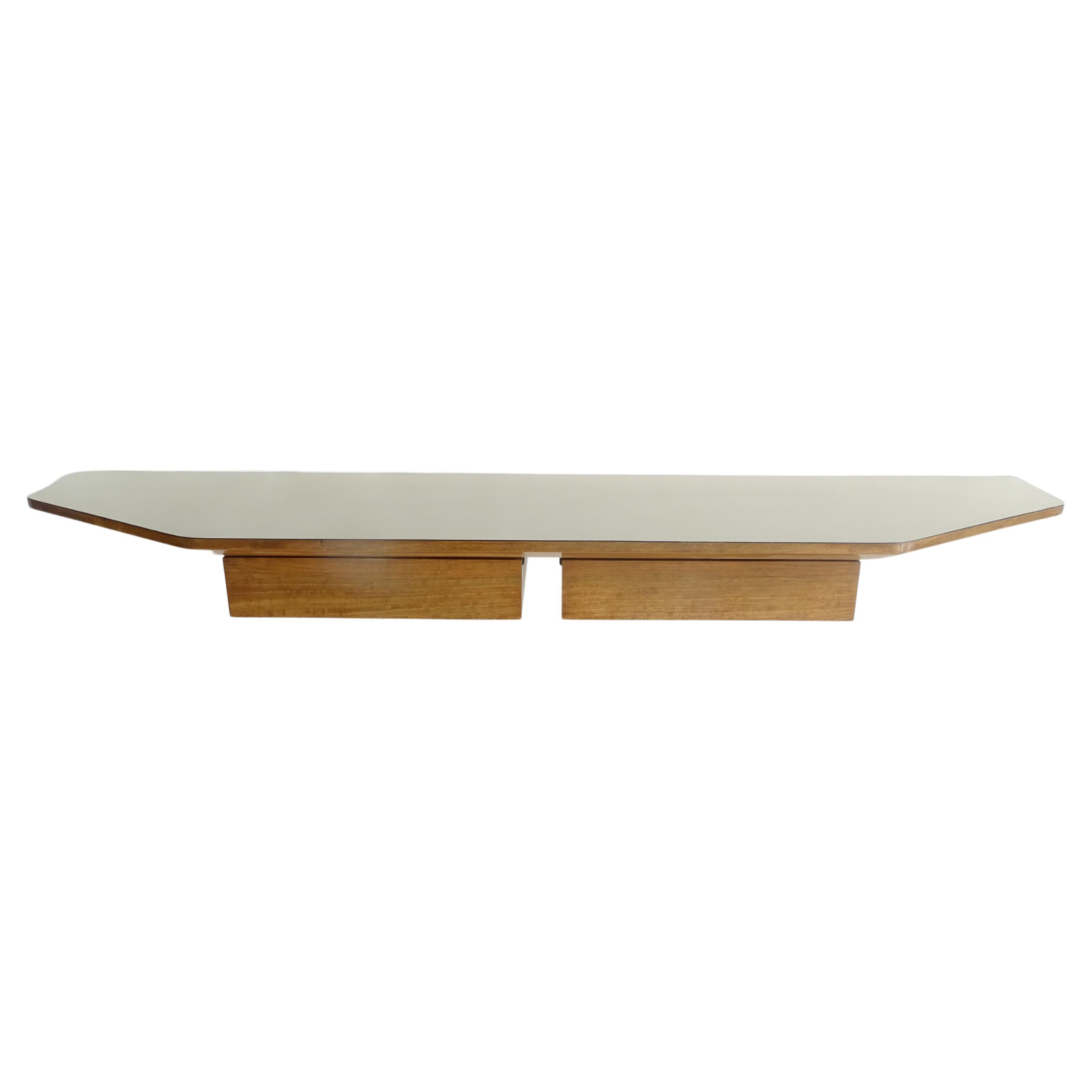 Osvaldo Borsani wall console in wood and formica top, Italy 1950s