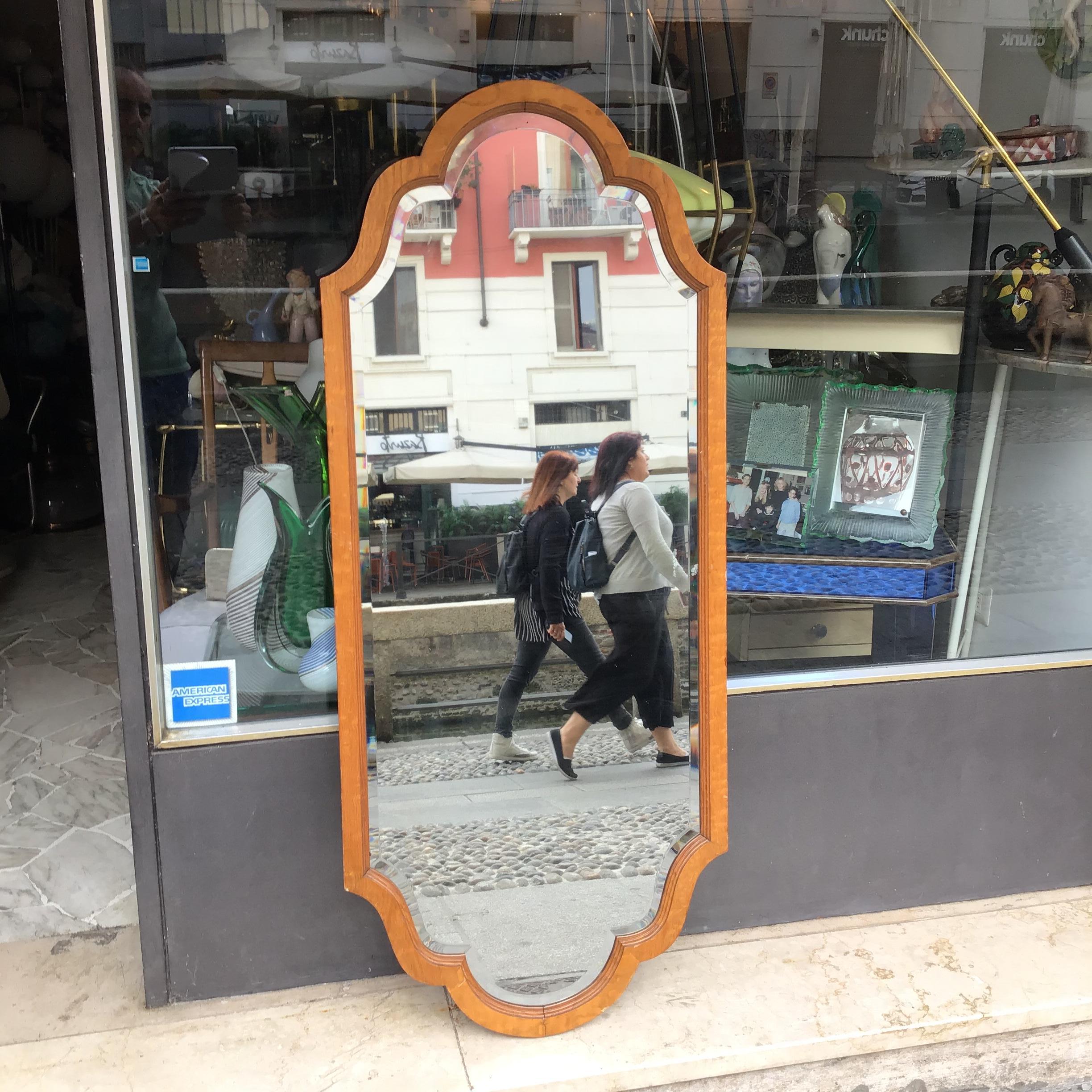 Osvaldo Borsani Wall Mirror Wood Glass 1930 Italy For Sale 5