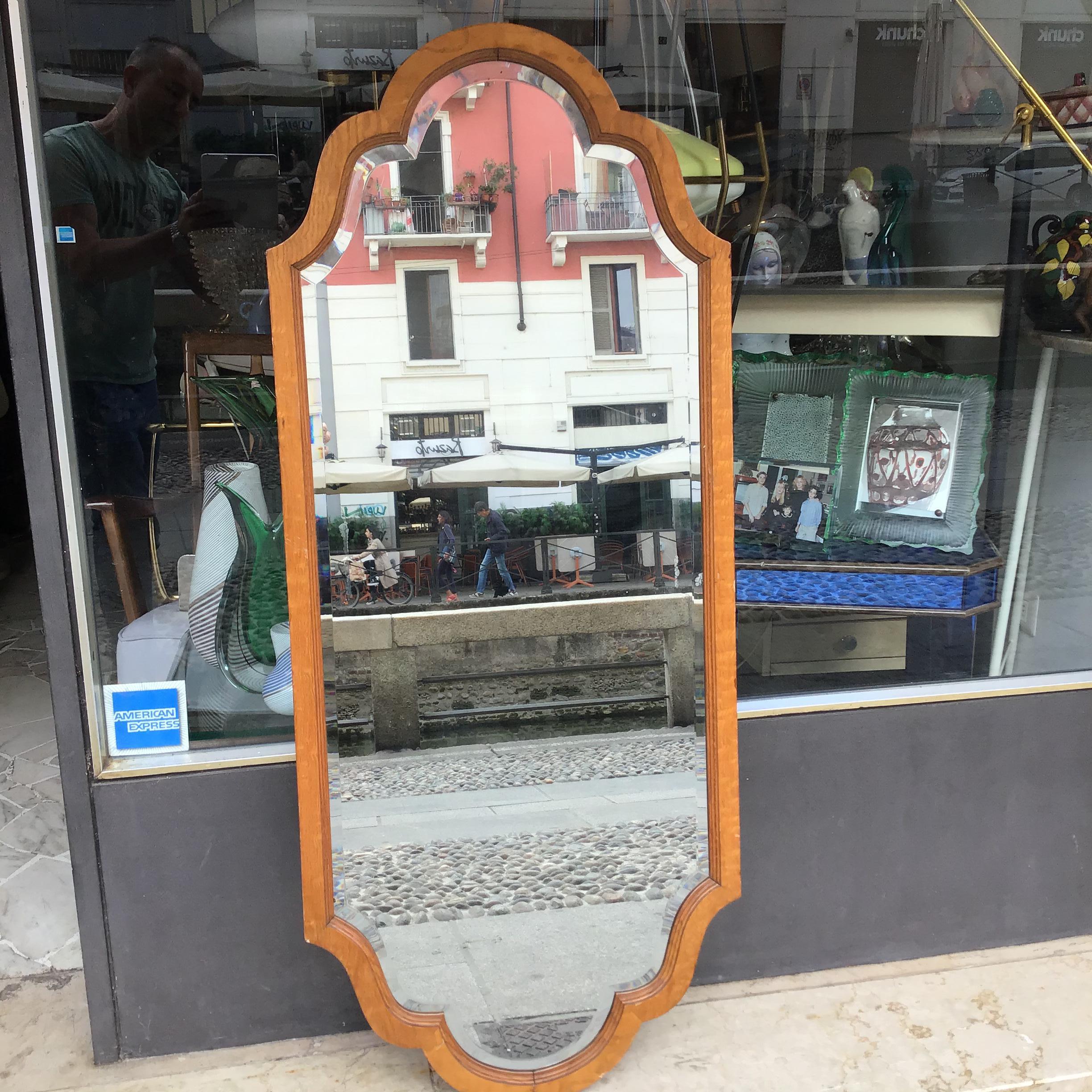 Osvaldo Borsani Wall Mirror Wood Glass 1930 Italy For Sale 7