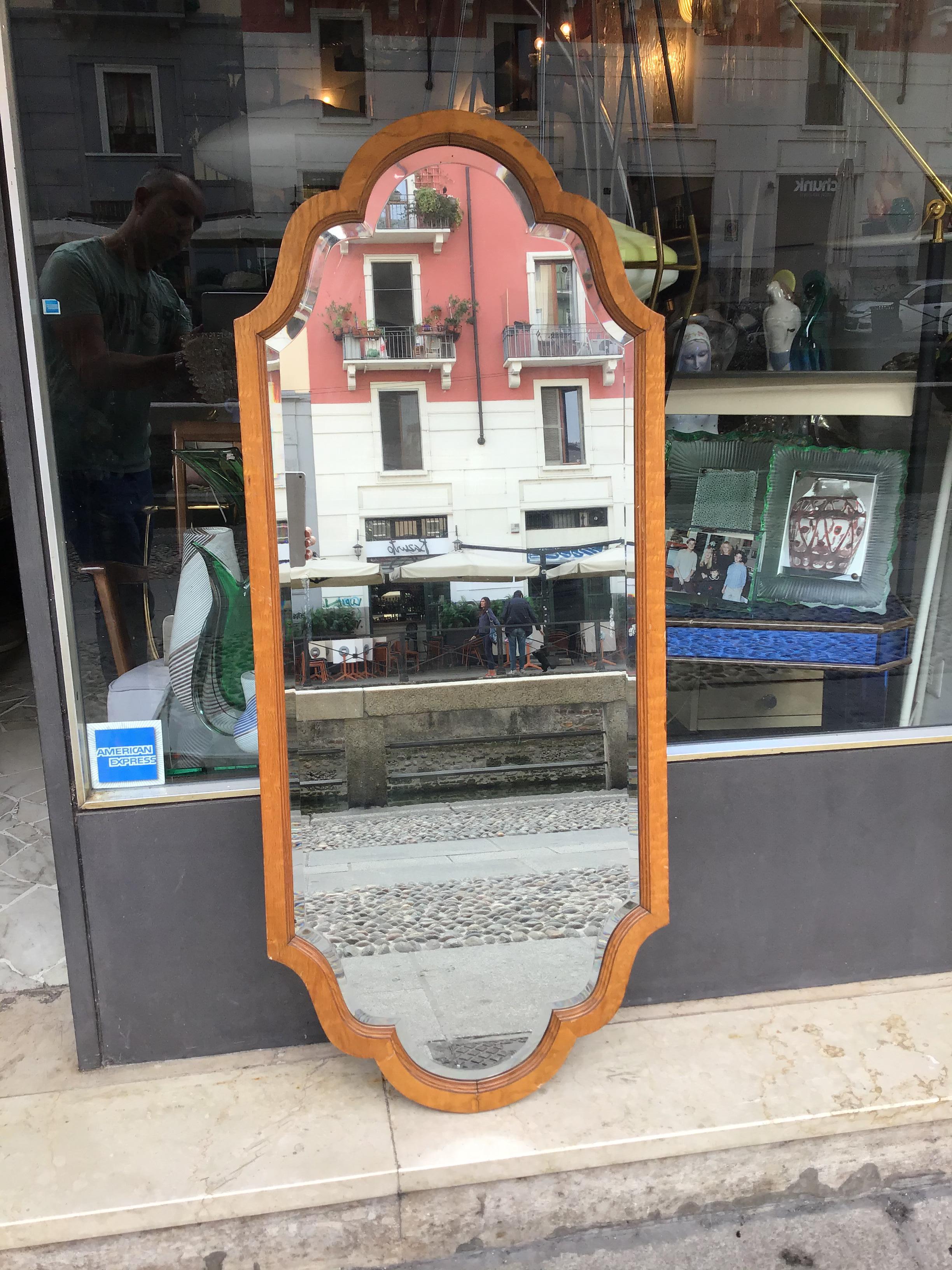 Osvaldo Borsani Wall Mirror Wood Glass 1930 Italy For Sale 8