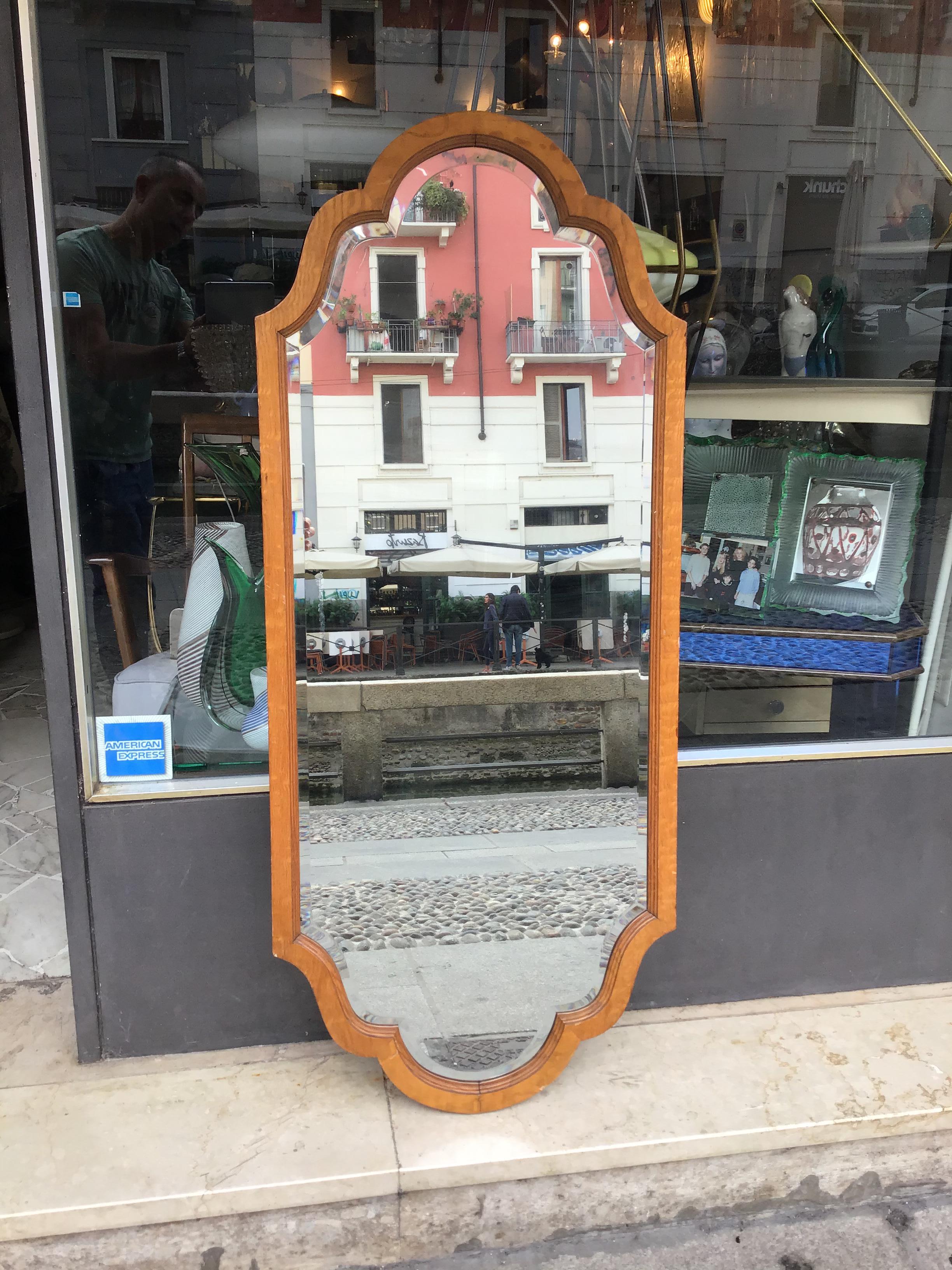 Osvaldo Borsani Wall Mirror Wood Glass 1930 Italy 9