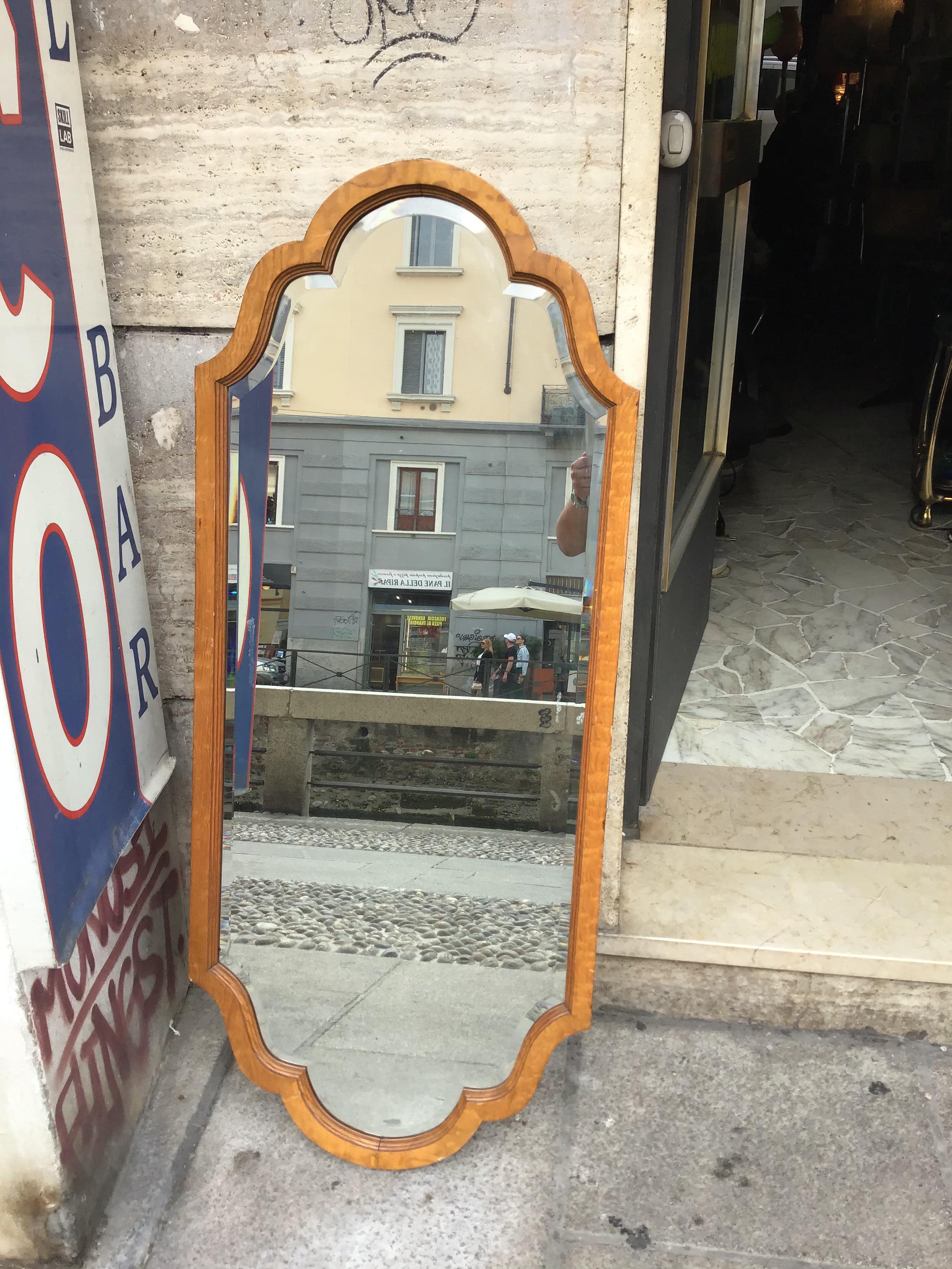 Osvaldo Borsani Wall Mirror Wood Glass 1930 Italy For Sale 11