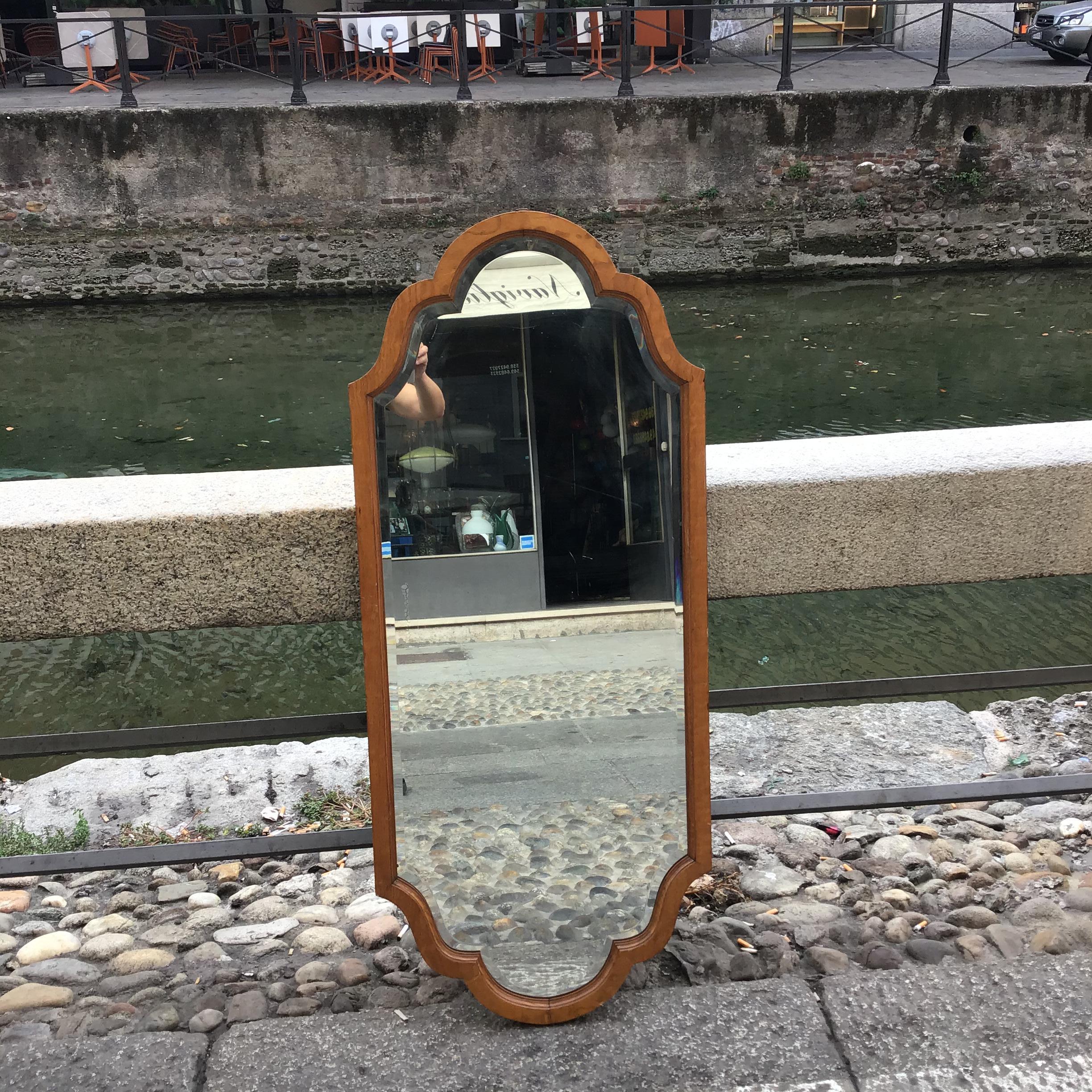 Art Deco Osvaldo Borsani Wall Mirror Wood Glass 1930 Italy For Sale