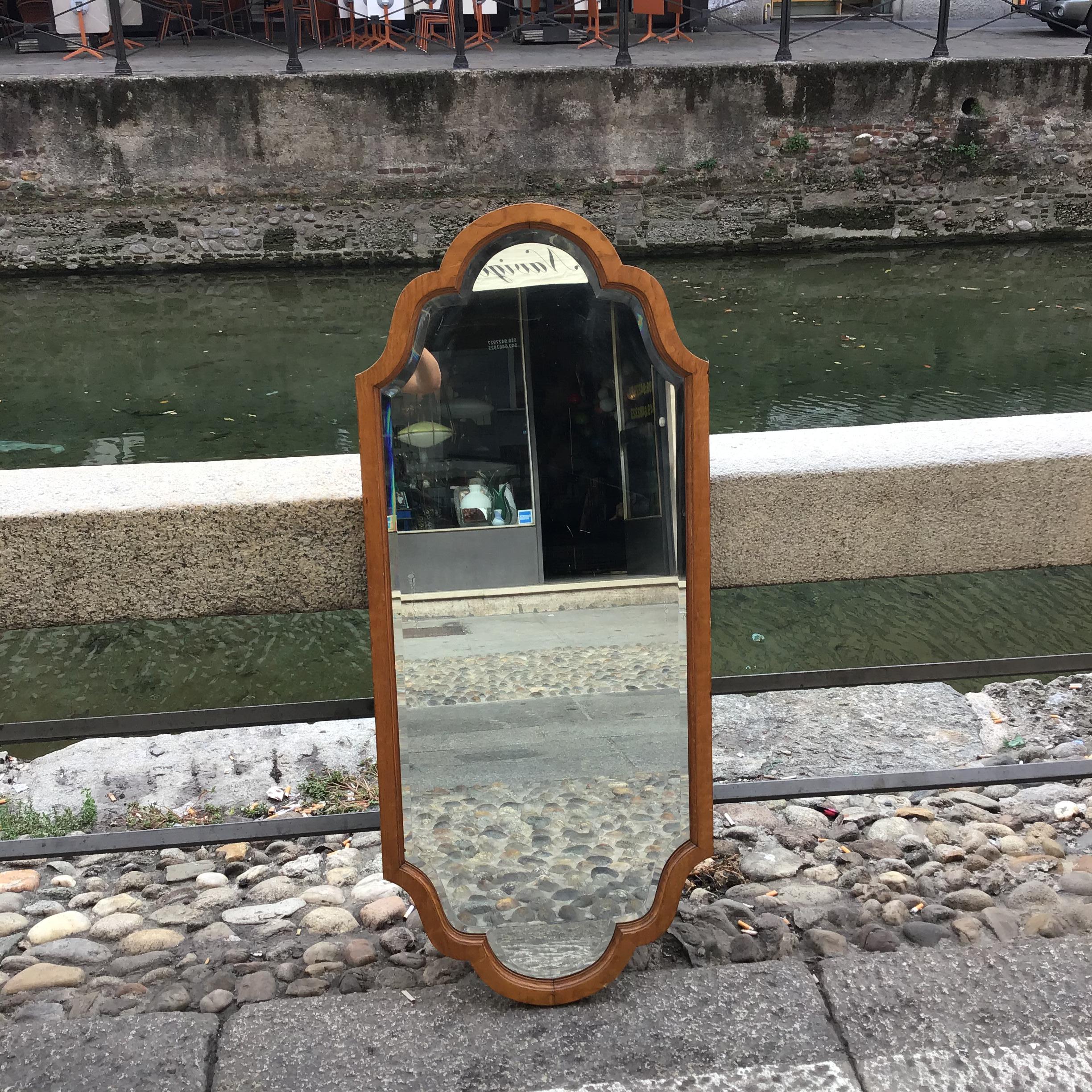 Italian Osvaldo Borsani Wall Mirror Wood Glass 1930 Italy