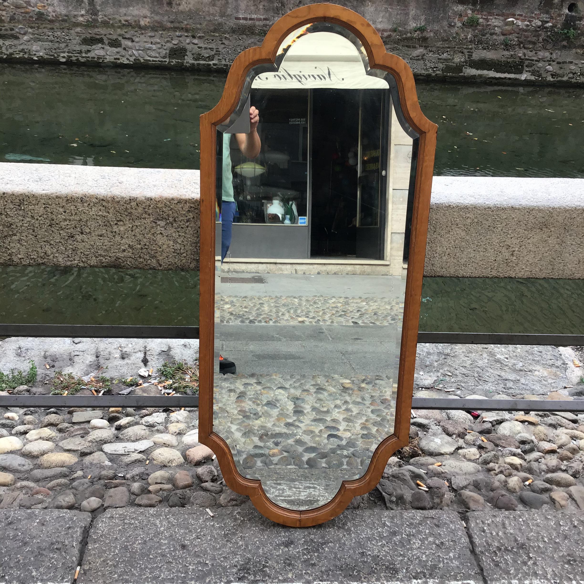 Osvaldo Borsani Wall Mirror Wood Glass 1930 Italy For Sale 2