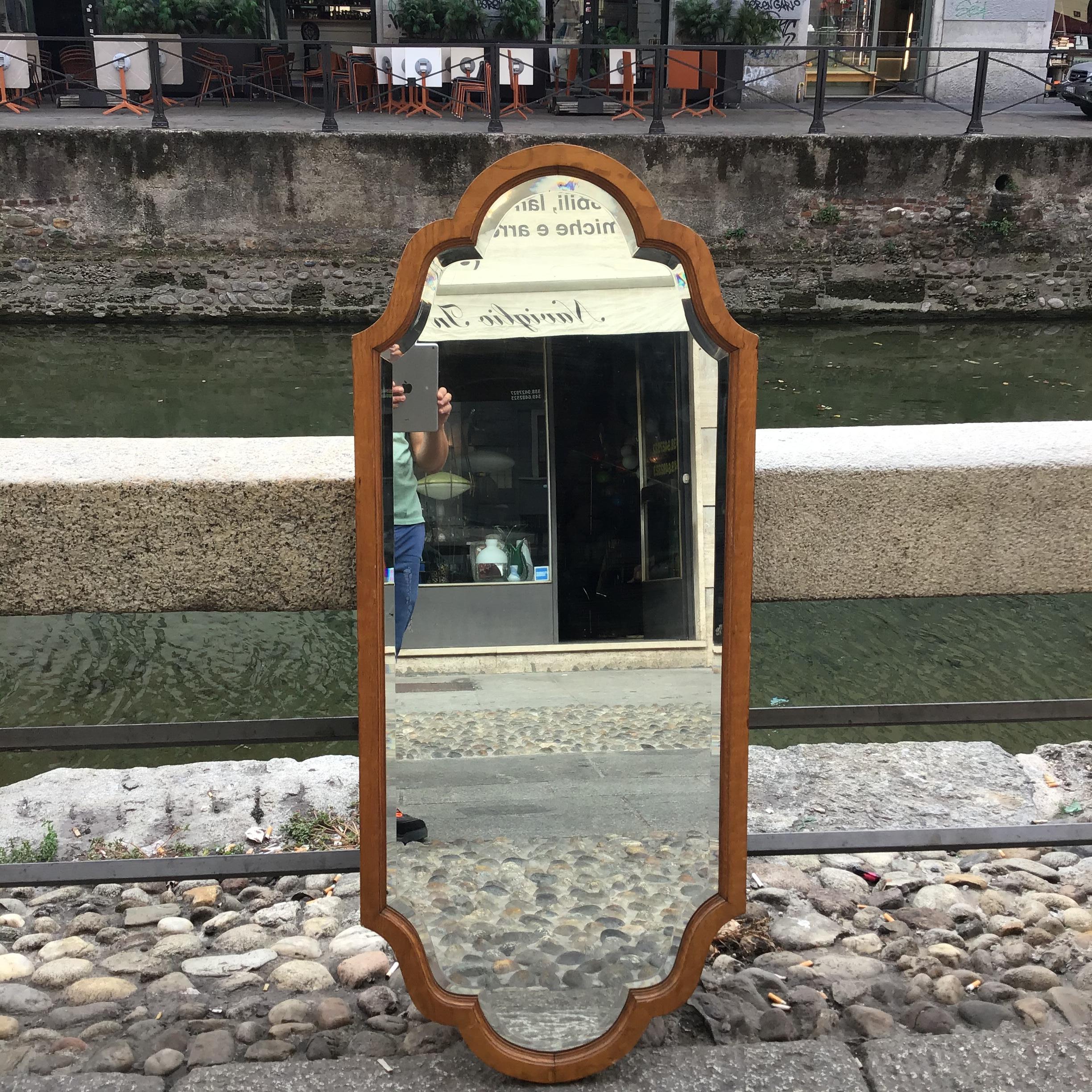 Osvaldo Borsani Wall Mirror Wood Glass 1930 Italy 3