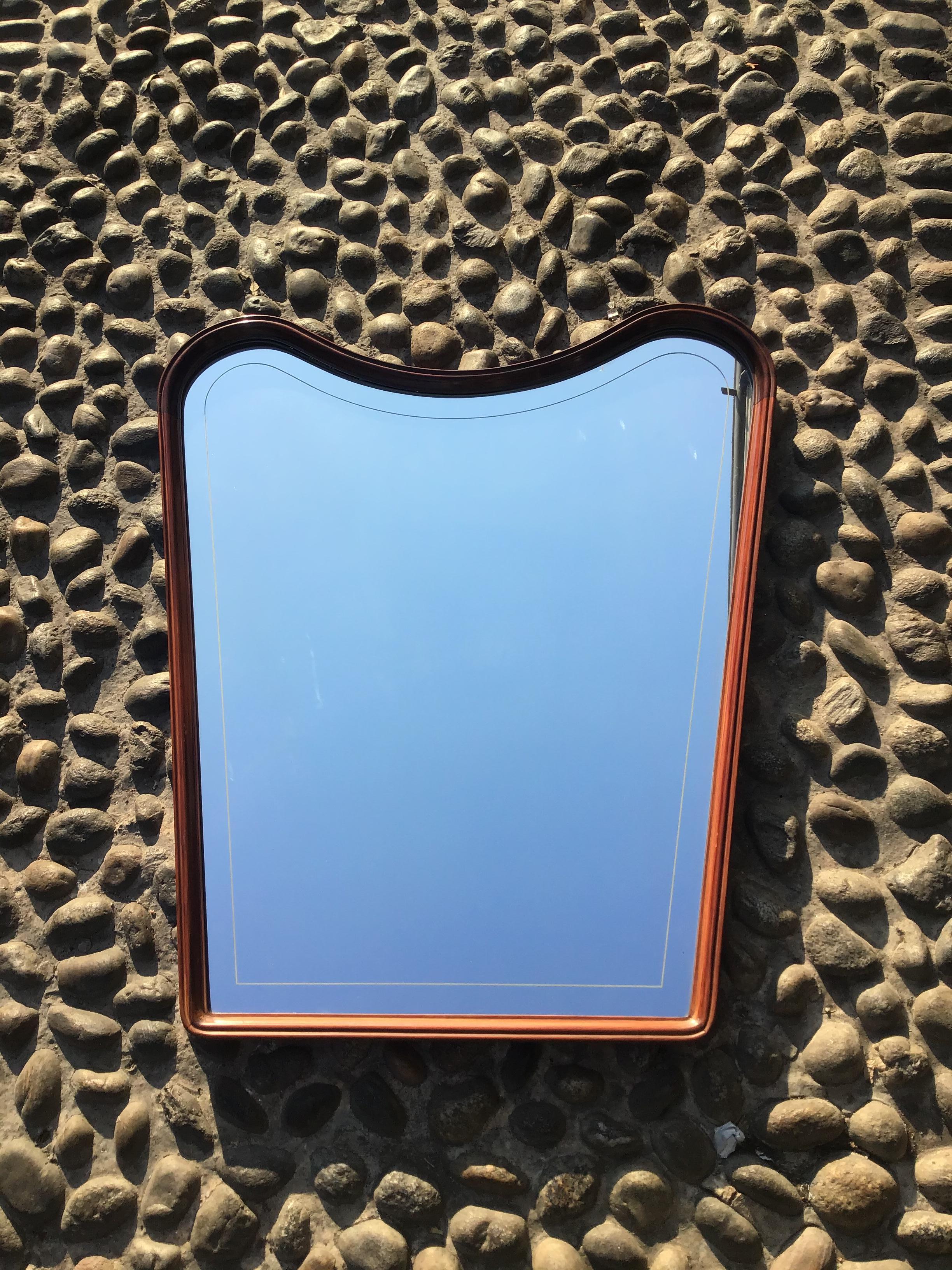Osvaldo Borsani Wall Mirror Wood Glass, 1950, Italy  For Sale 6